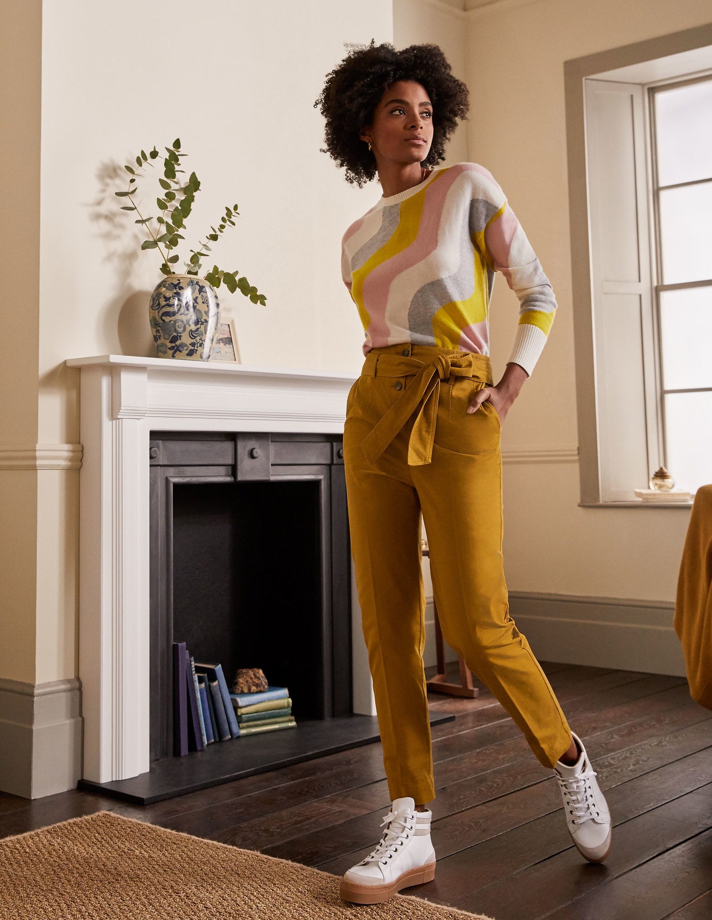 Amber High Top Sneakers-White Leather