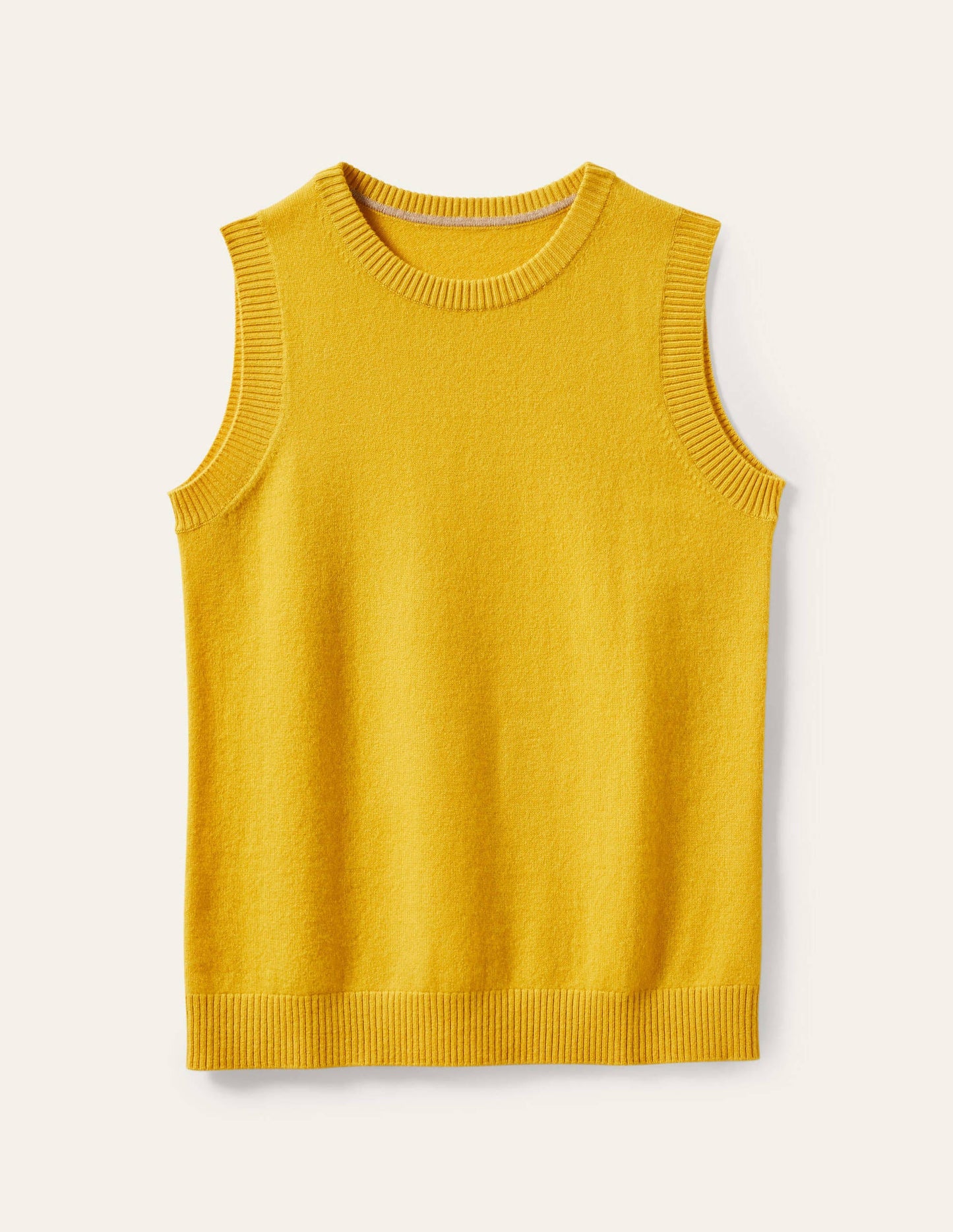 Cashmere Knitted Sweater Vest-Citrine Yellow