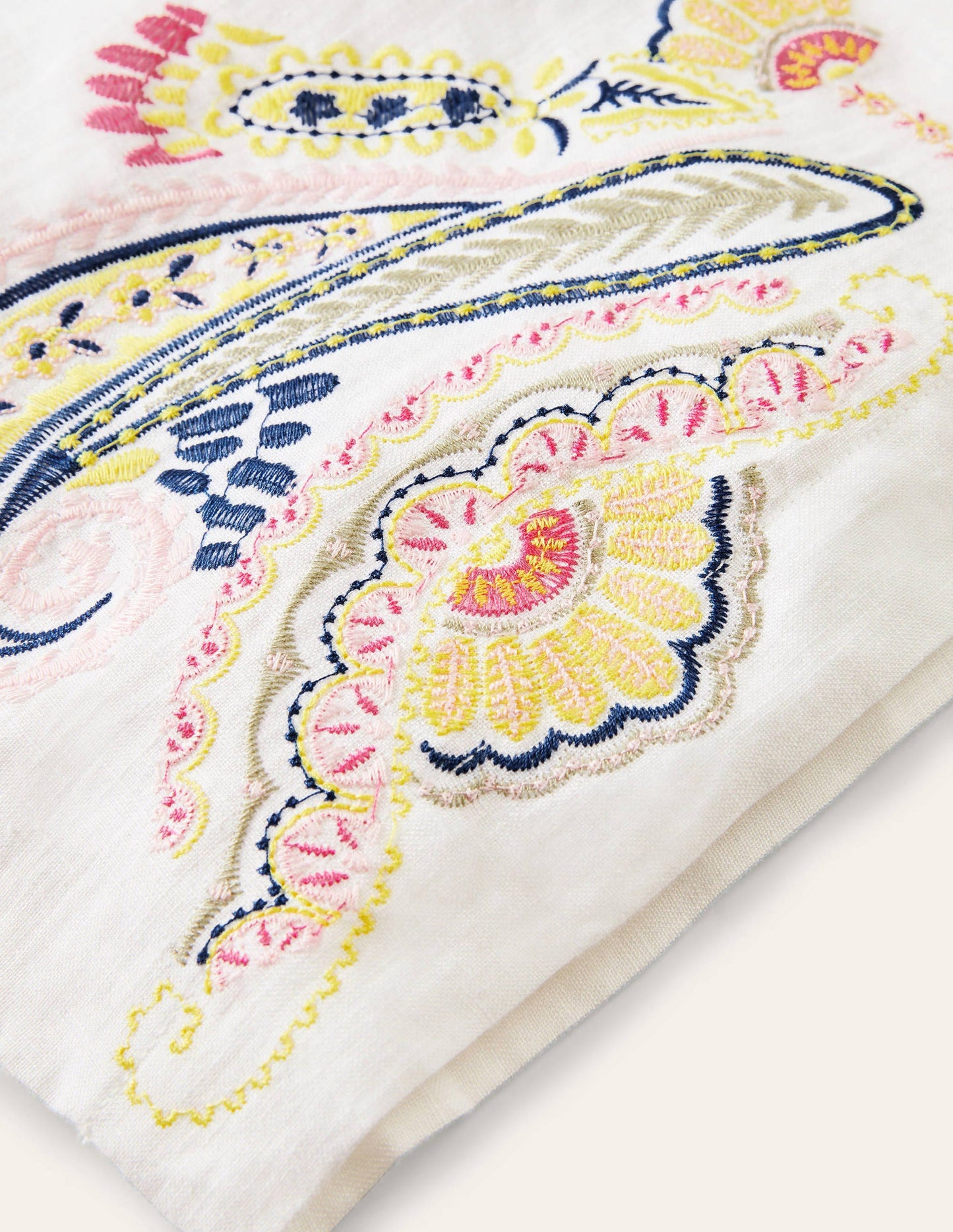 Briana Embroidered Linen Dress-White