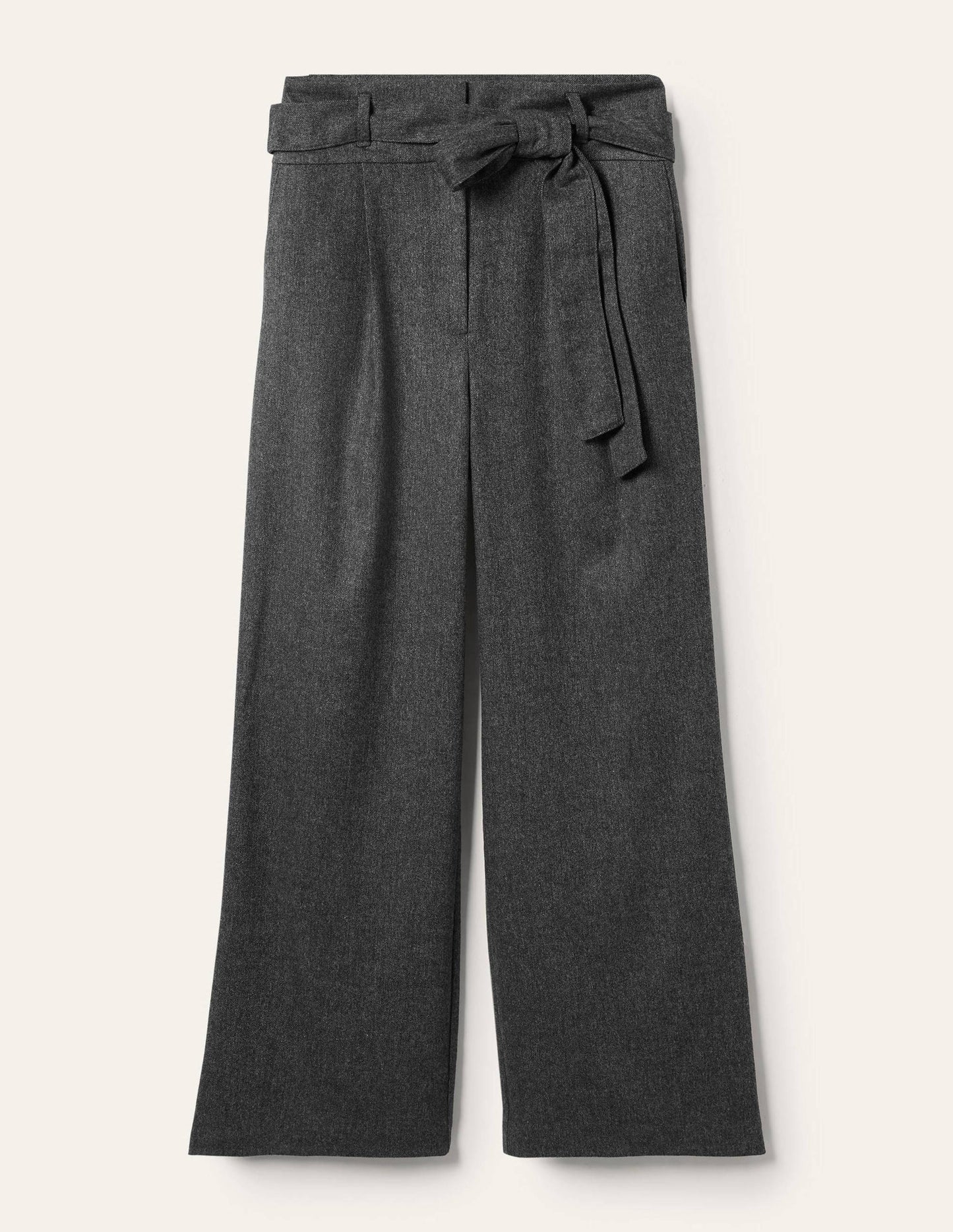 Tie Waist Wide Leg Pants-Charcoal Marl