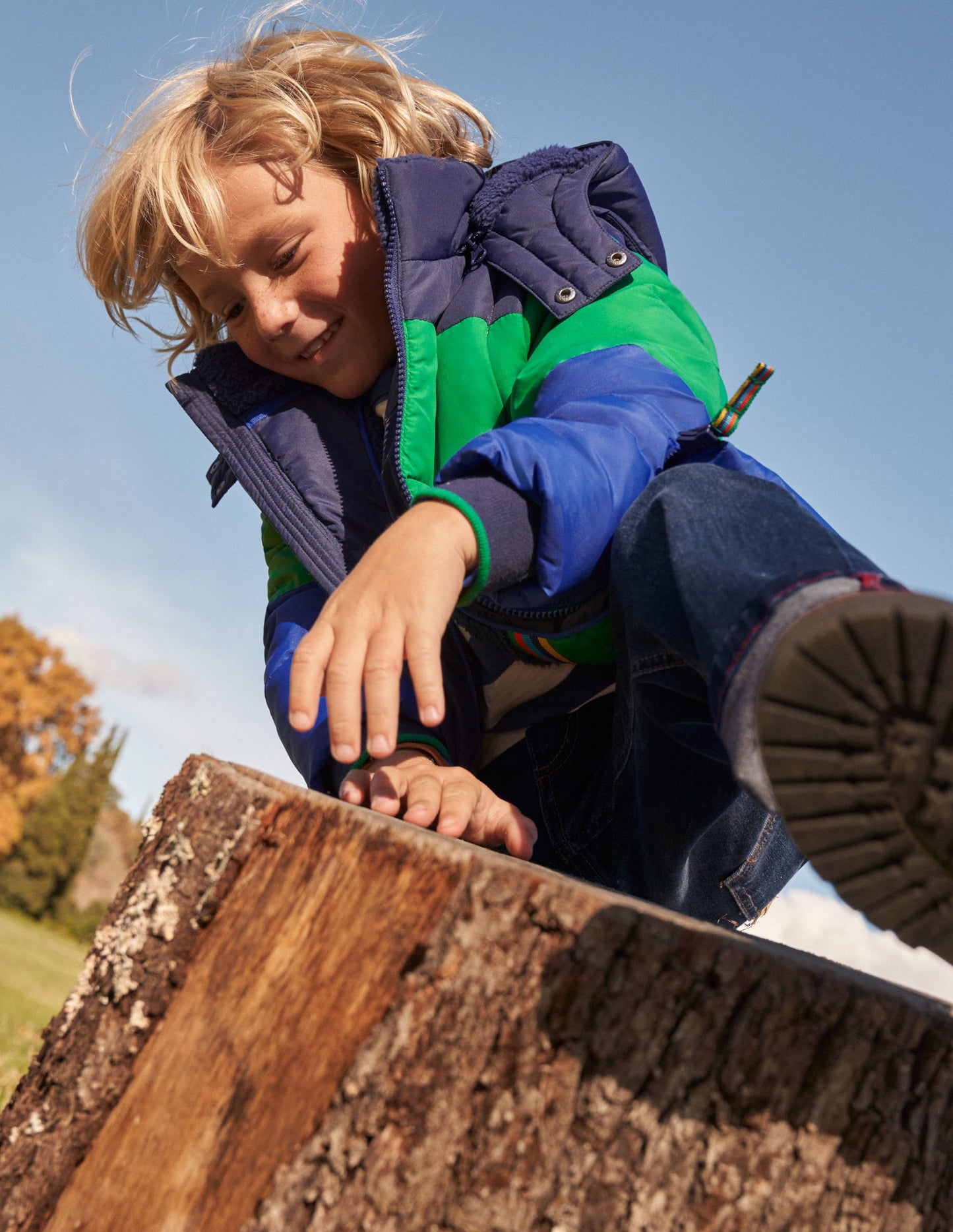 Colorblock 2-in-1 Puffer Jacket-College Navy/Green Colourblock