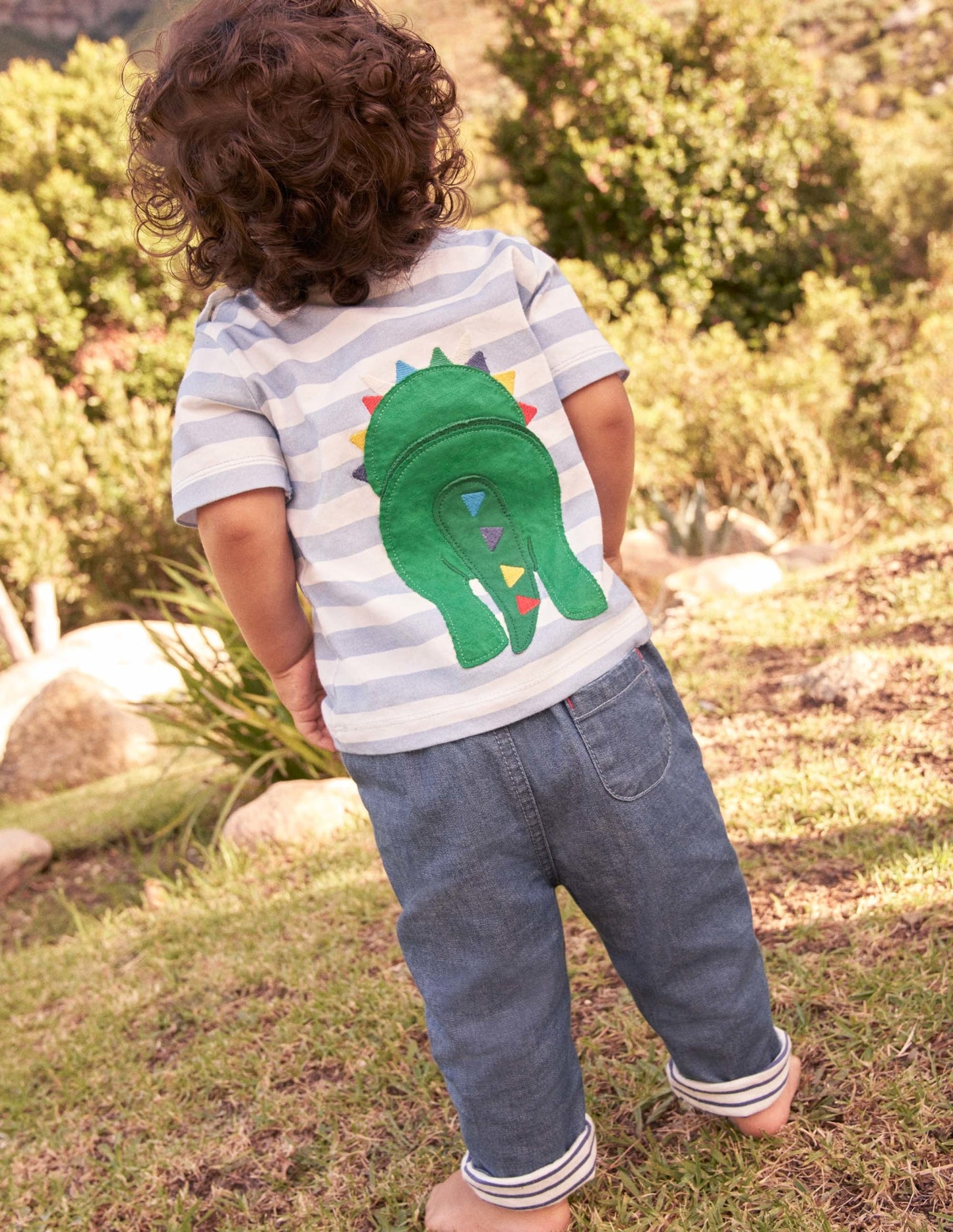 Rib Waist Pants-Mid Chambray