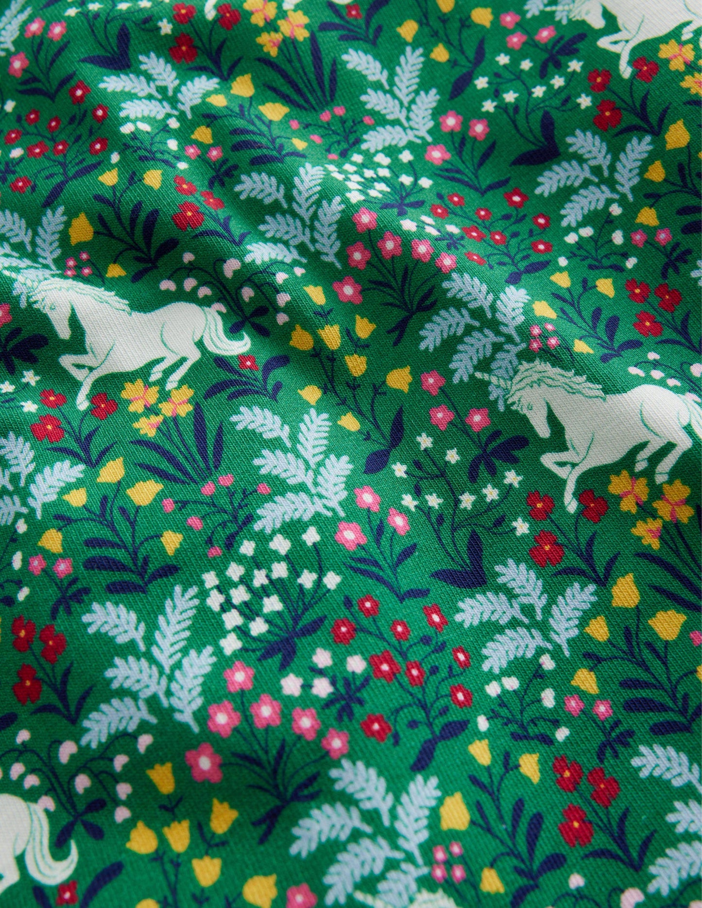 Super Soft Roll Neck Top-Deep Green Unicorn Meadow