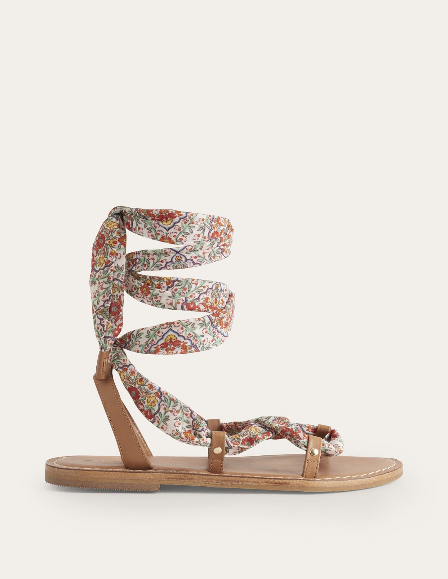 Scarf Wrap Sandals-Multi, Vine Terrace/ Tan
