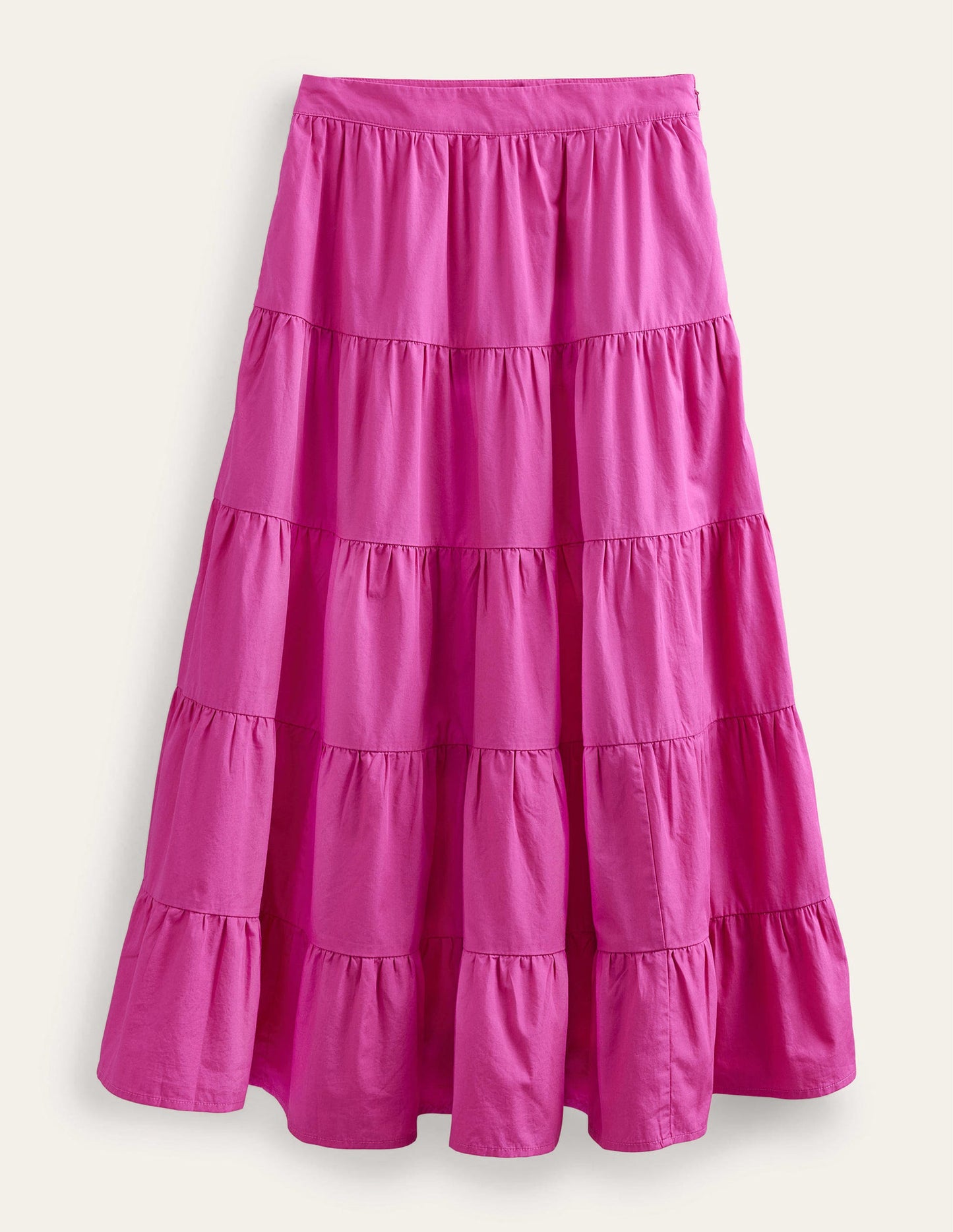 Tiered Poplin Midi Skirt-Rose Violet