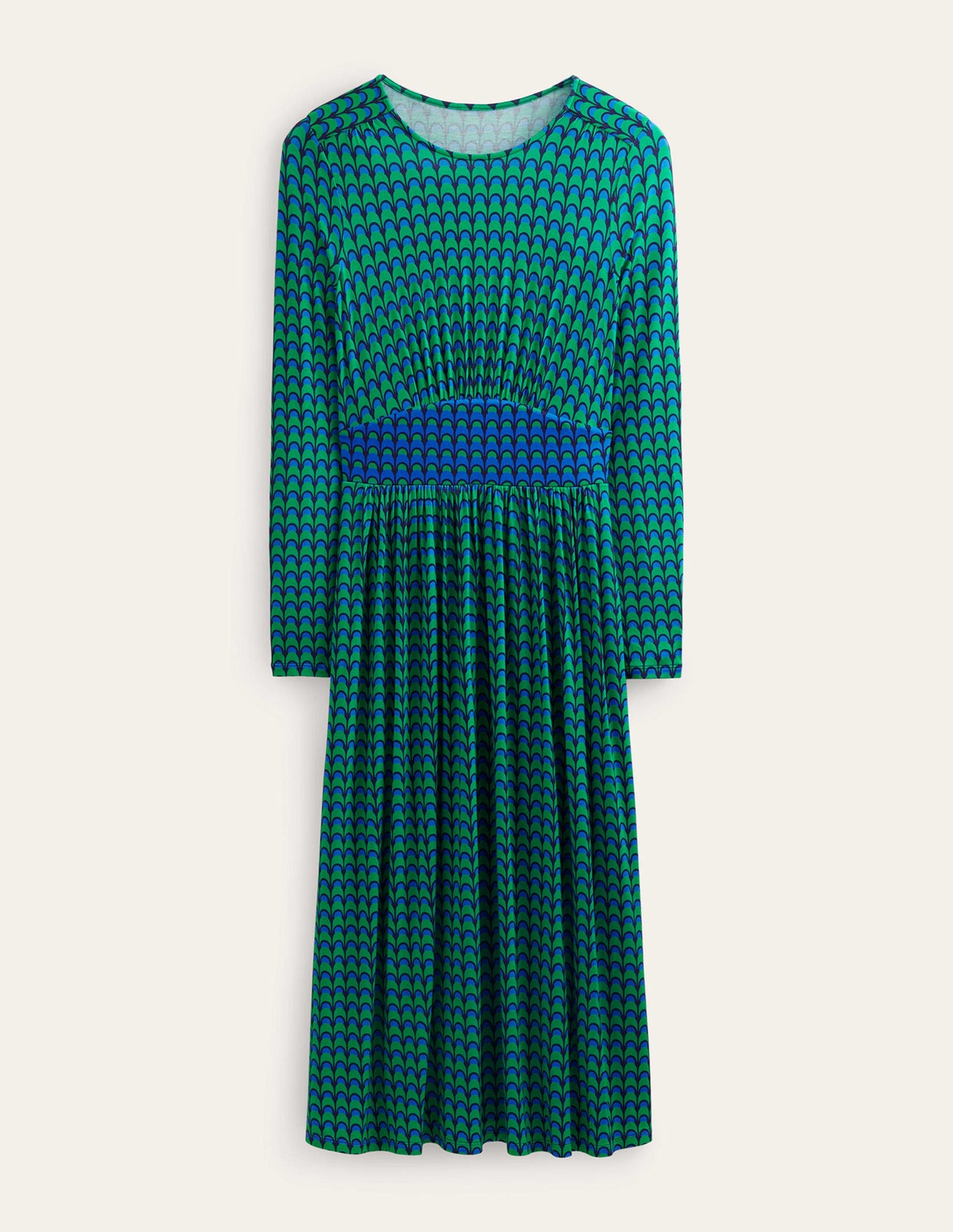 Thea Long Sleeve Midi Dress-Veridian Green, Geo Charm