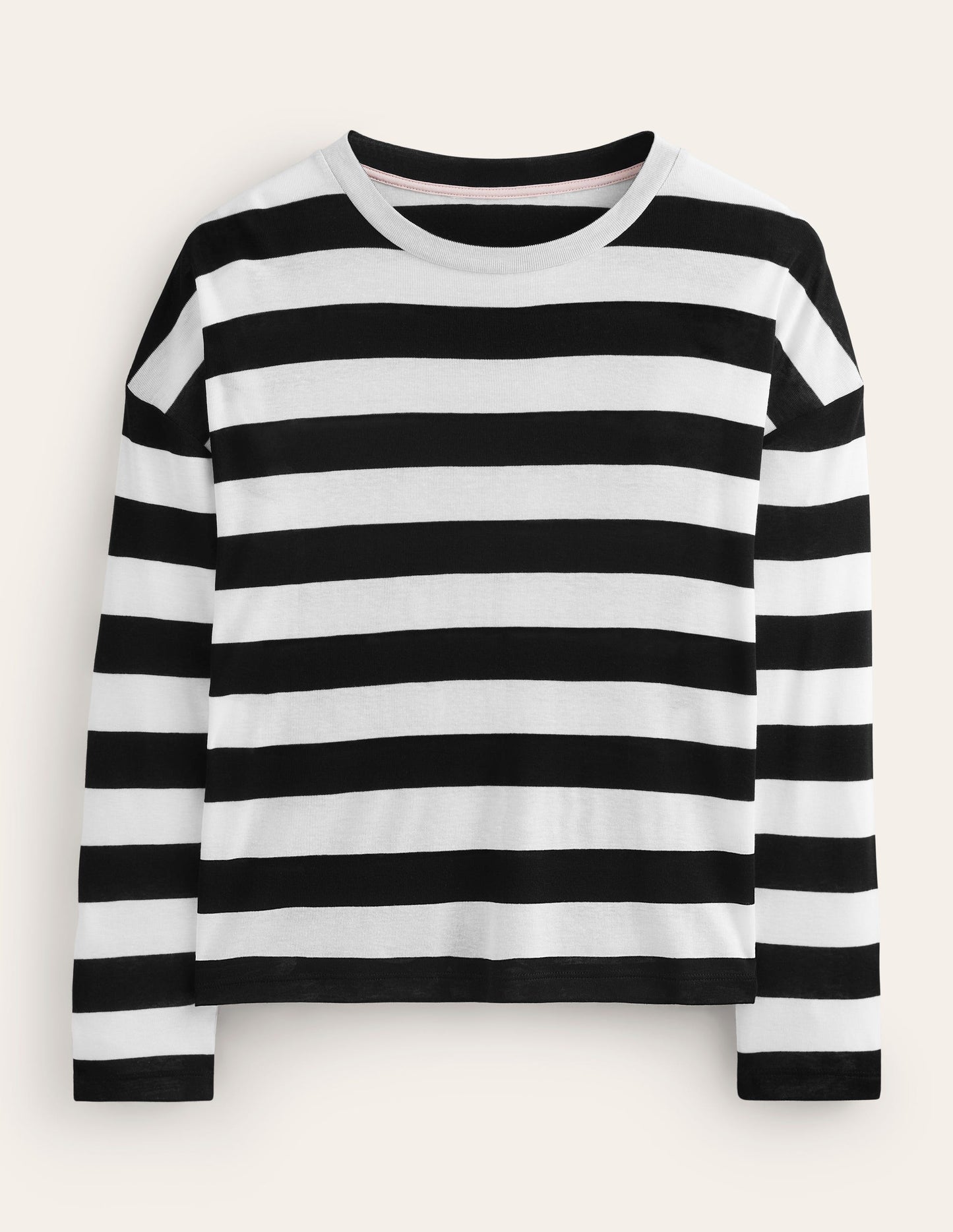 Tamsin Long Sleeve Top-Black, Ivory