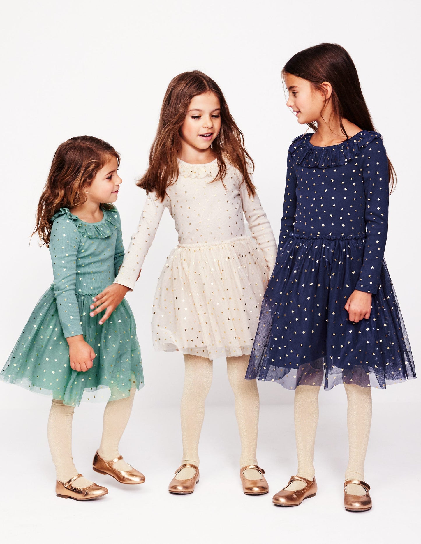 Rose Twirly Tulle Dress-College Navy Gold Stars