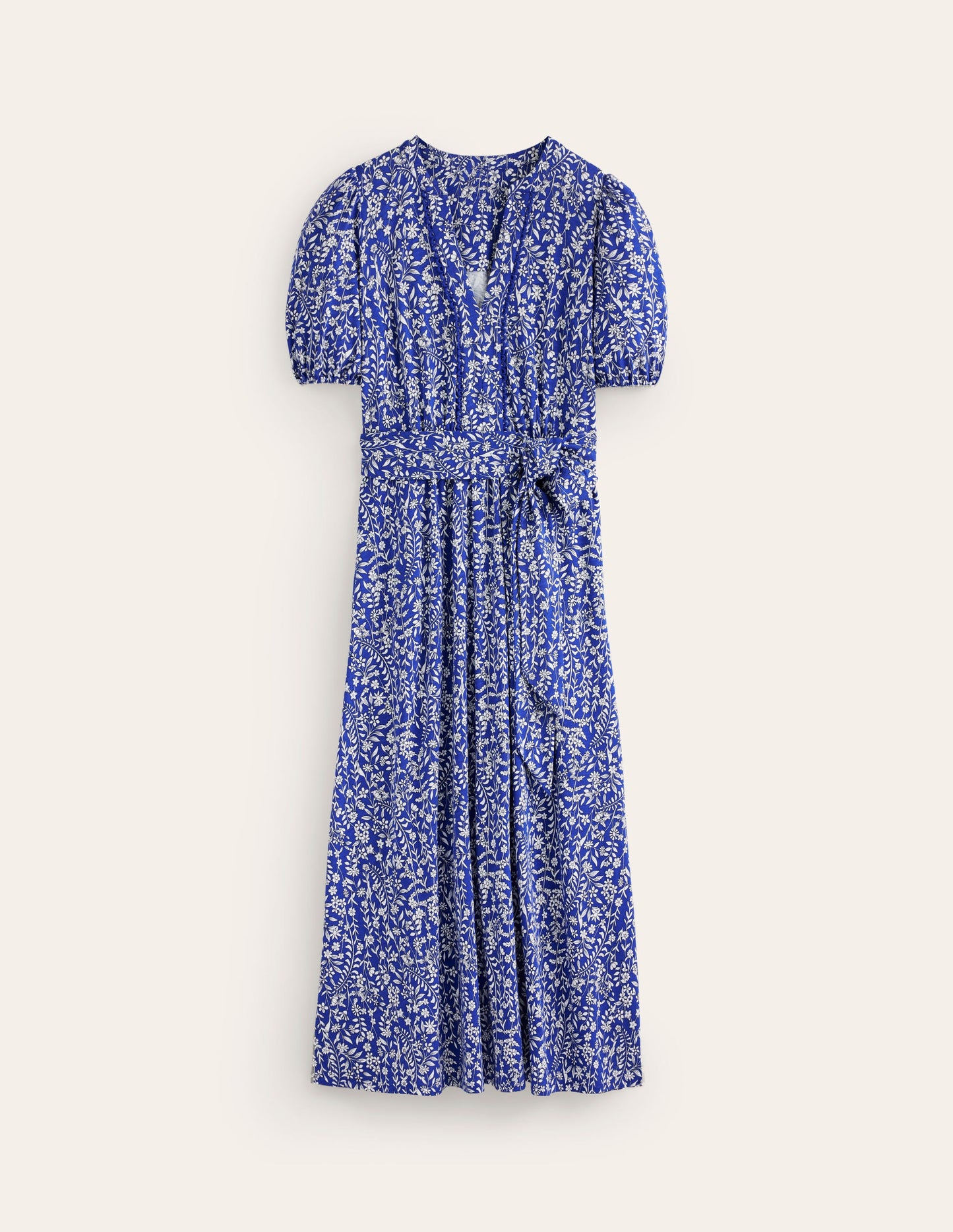 Sofia Trim Jersey Midi Dress-Sapphire Blue, Foliage Bud