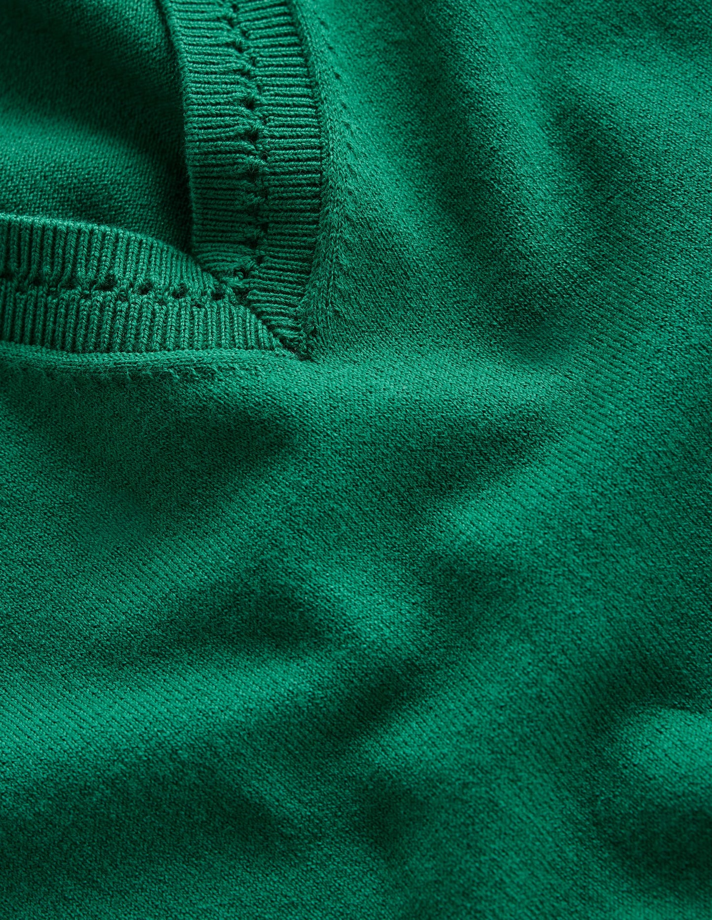 Catriona Cotton V-Neck Jumper-Malachite Green