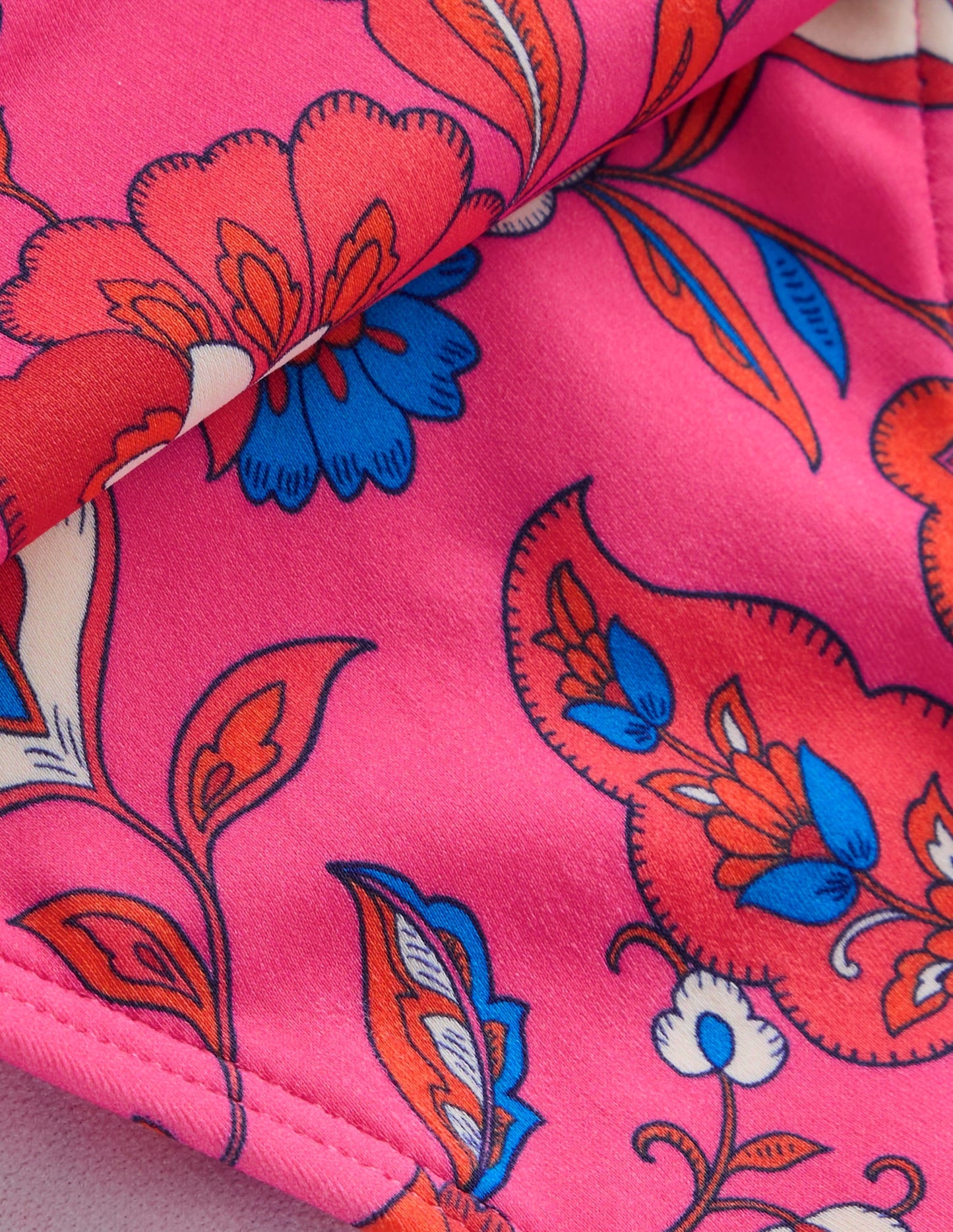 Classic Fold Bikini Bottoms-Pink, Botanical Wave