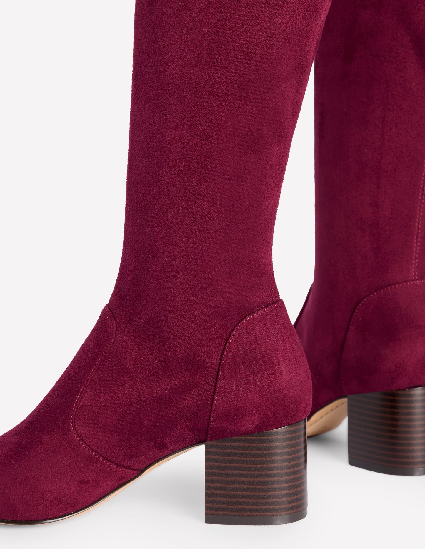 Stretch Knee Heel Boots-Oxblood