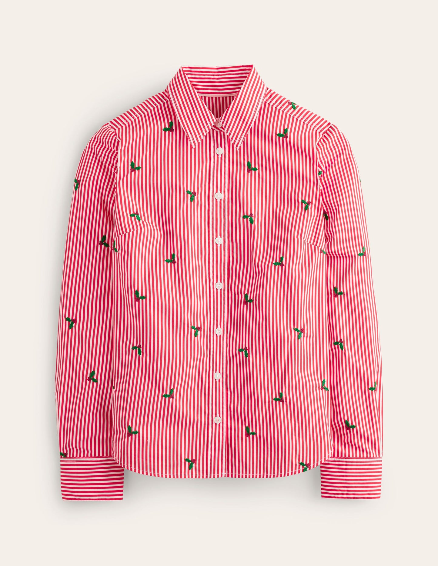 Sienna Interest Cotton Shirt-Holly, Red Stripe