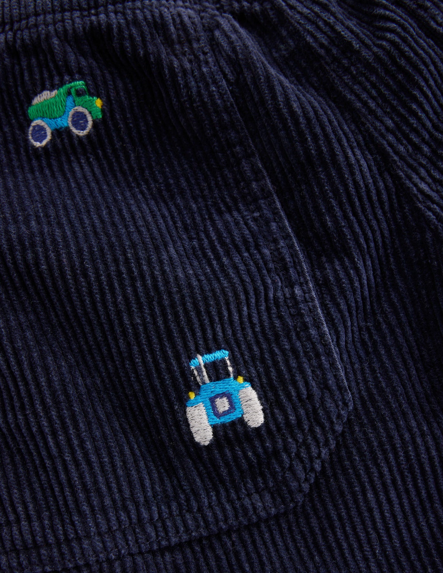 Pull-on Cord Pants-Construction Embroidery