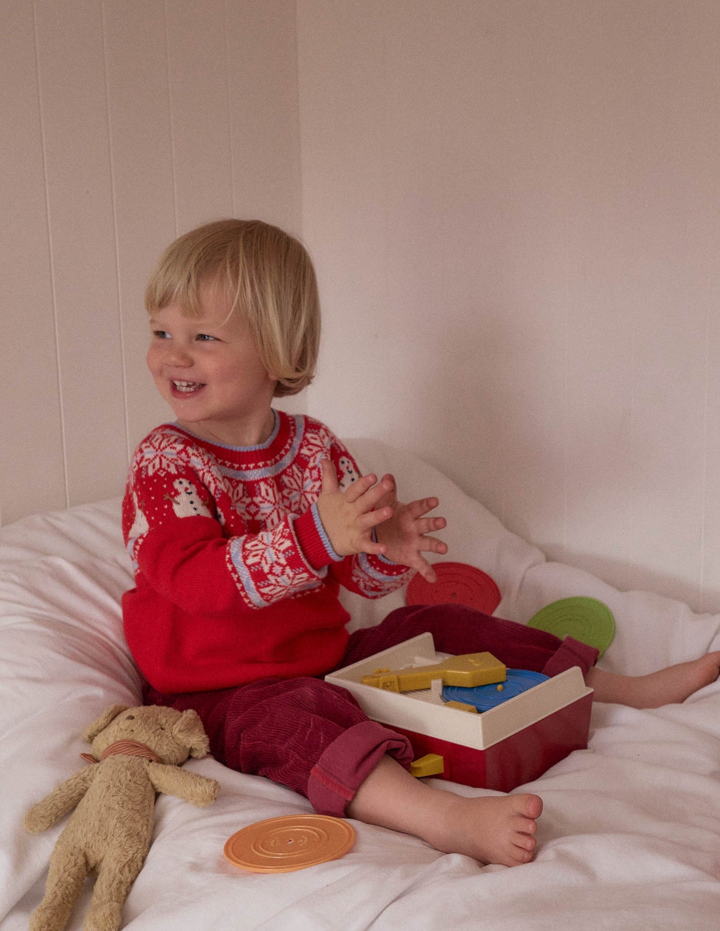 Fair Isle Jumper-Poppy Red Snowmen