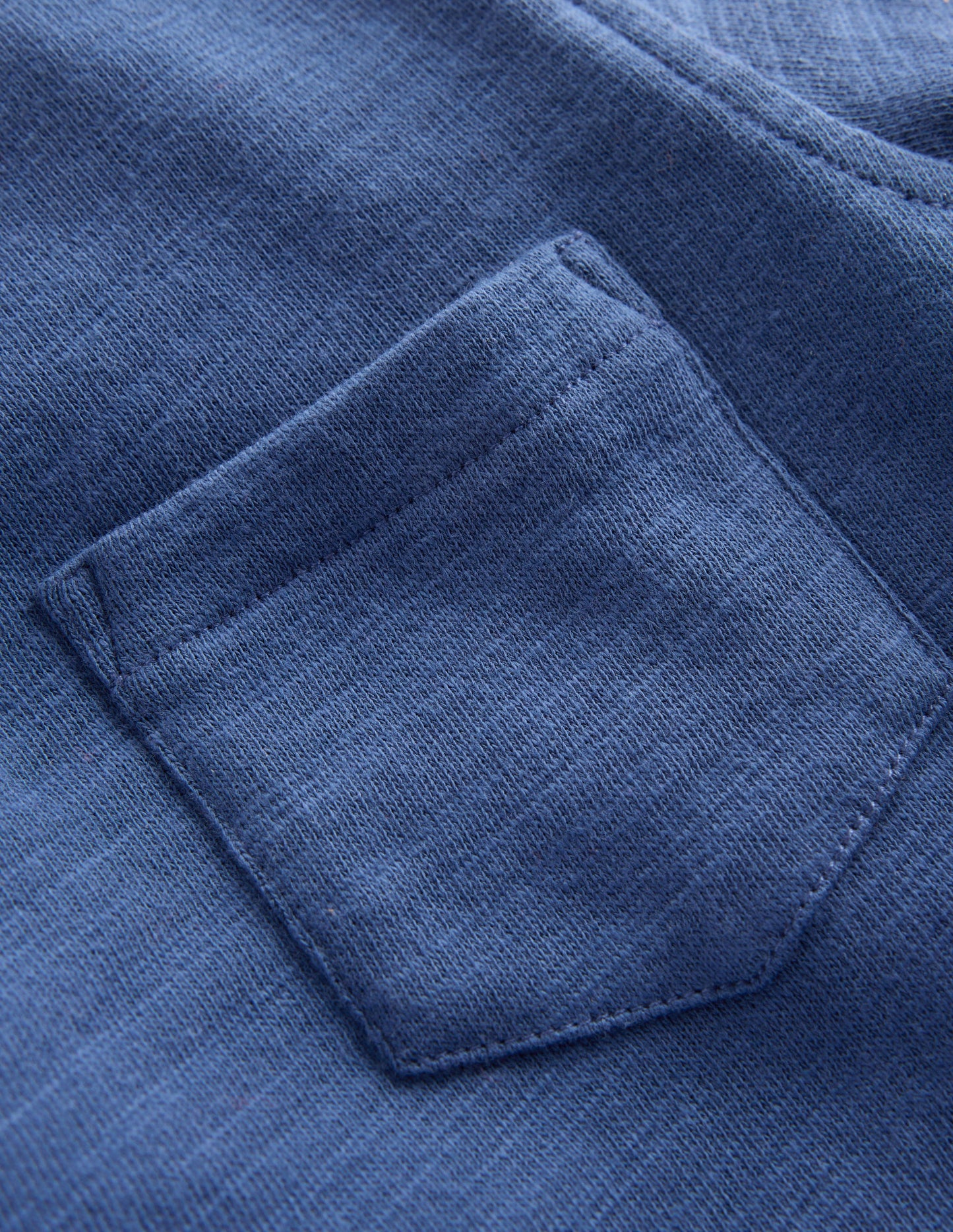 Cosy Mid-weight T-shirt-Denim Blue/ Emerald Night