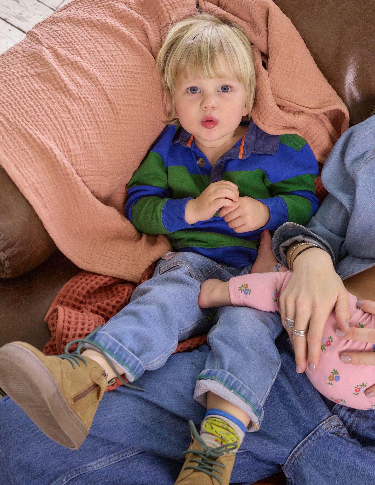 Collared Sweatshirt-Broccoli Green/ Bright Blue