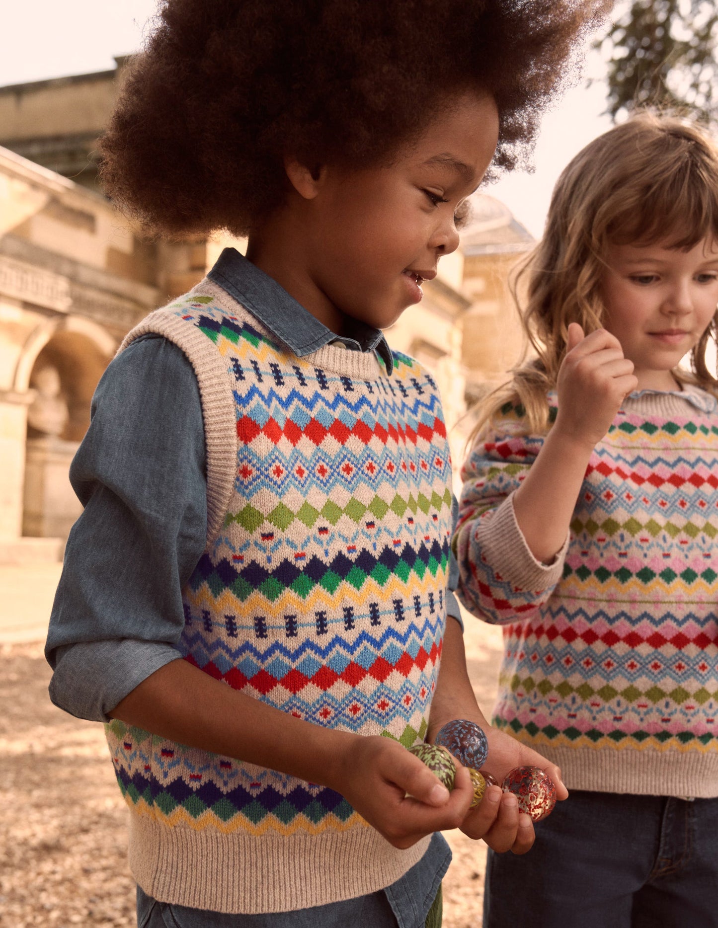 Fair Isle Sweater Vest-Oatmeal Marl Fair Isle