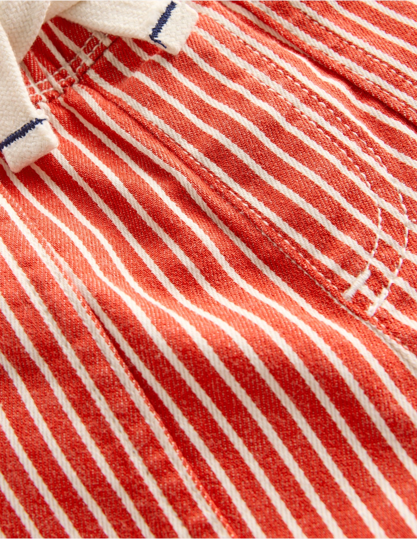 Pull-On Cotton Shorts-Red Ticking