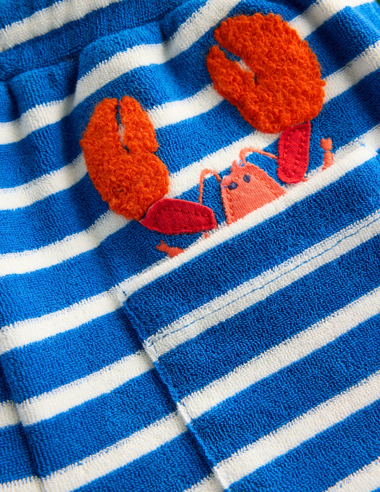 Towelling Shorts-Blue and Ivory Lobster