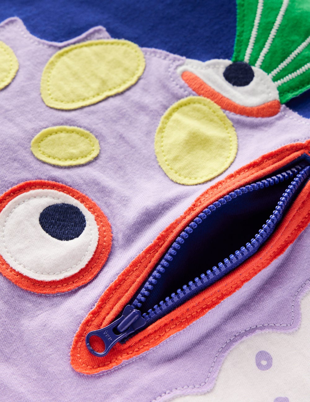 Zip Applique T-shirt-Bright Blue Puffer