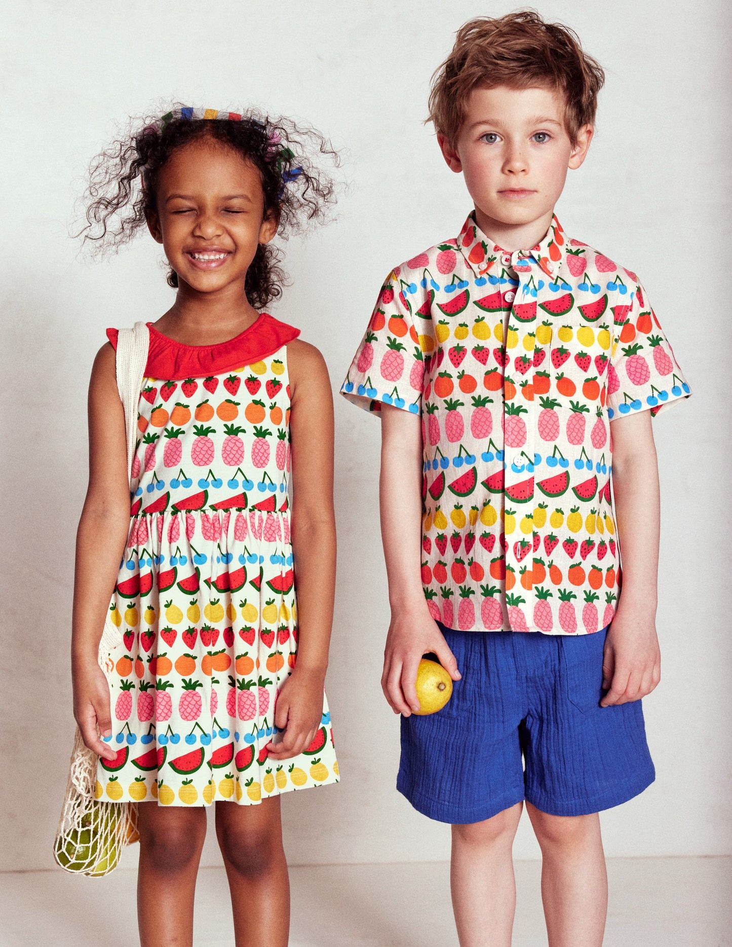 Cotton Linen Shirt-Fruit Stripe