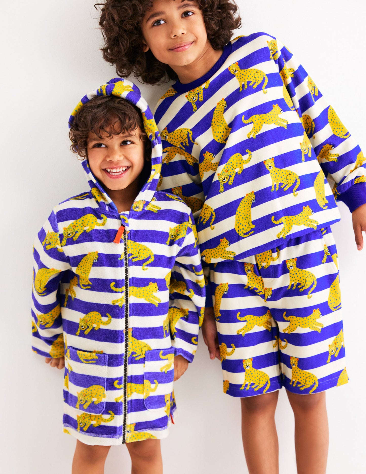 Printed Shorts-Bright Blue Leopard Stripe