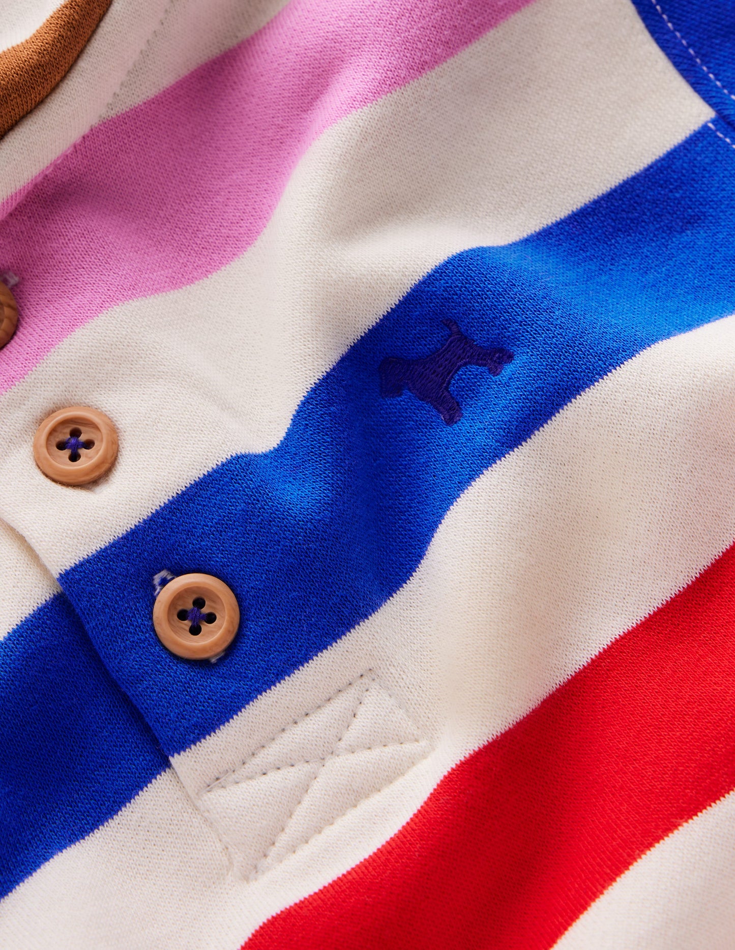 Button Down Hoodie-Gallery Blue Multi Stripe