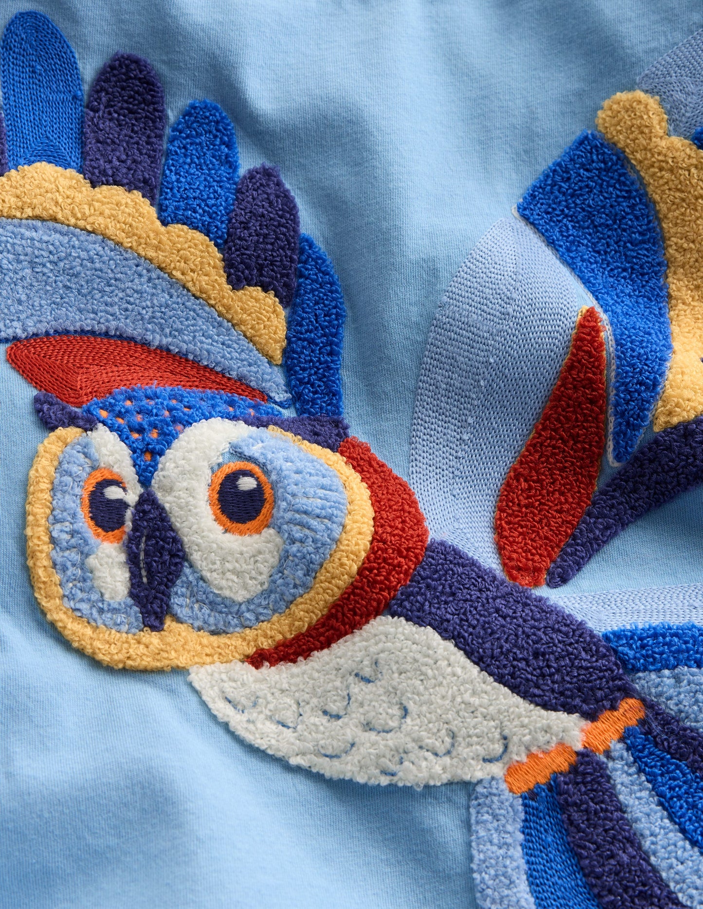 Long Sleeve Bouclé T-shirt-Seamist Blue Owl