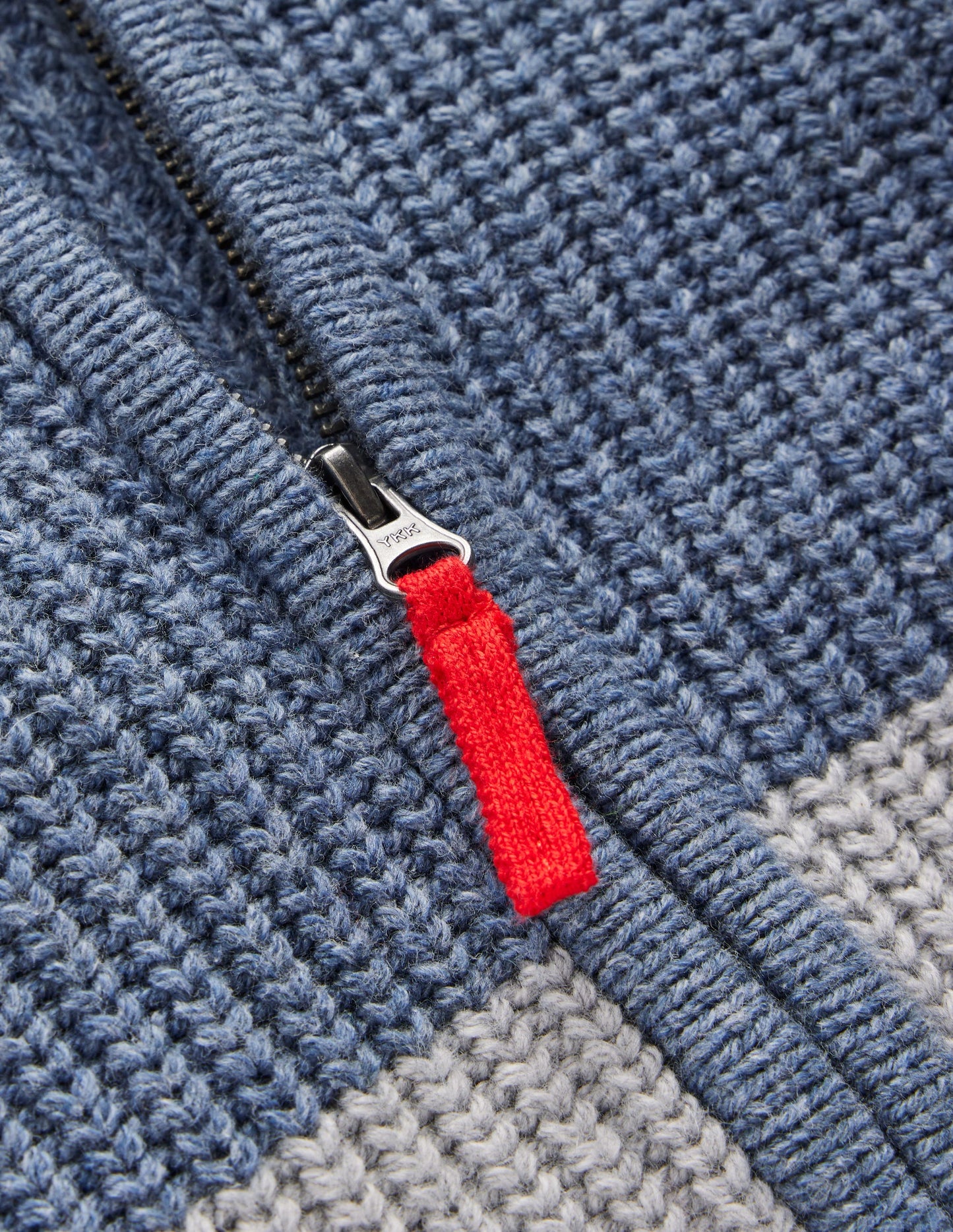 Chunky Zip-Through Jumper-Grey Marl Colour Block