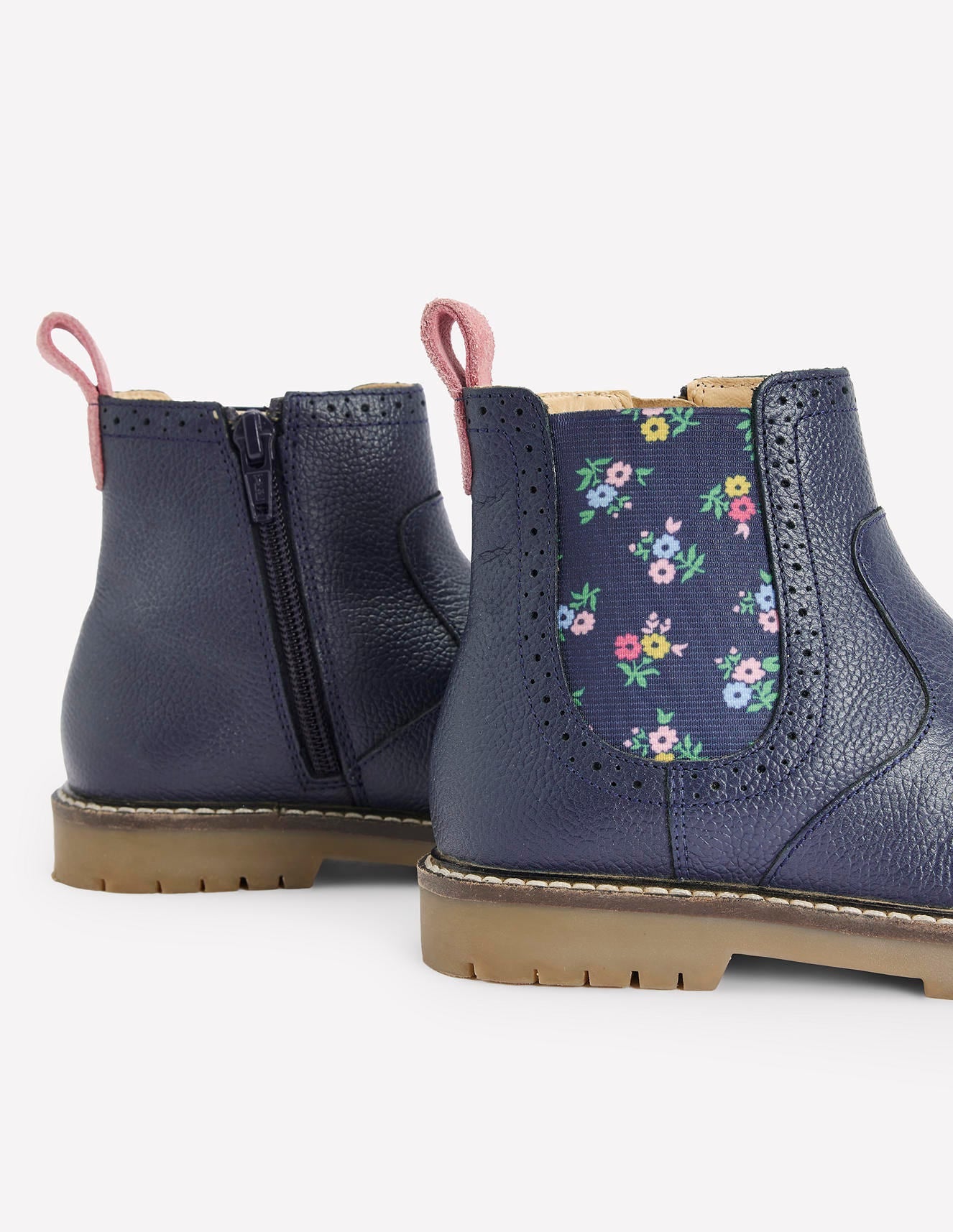 Leather Chelsea Boots-College Navy Floral