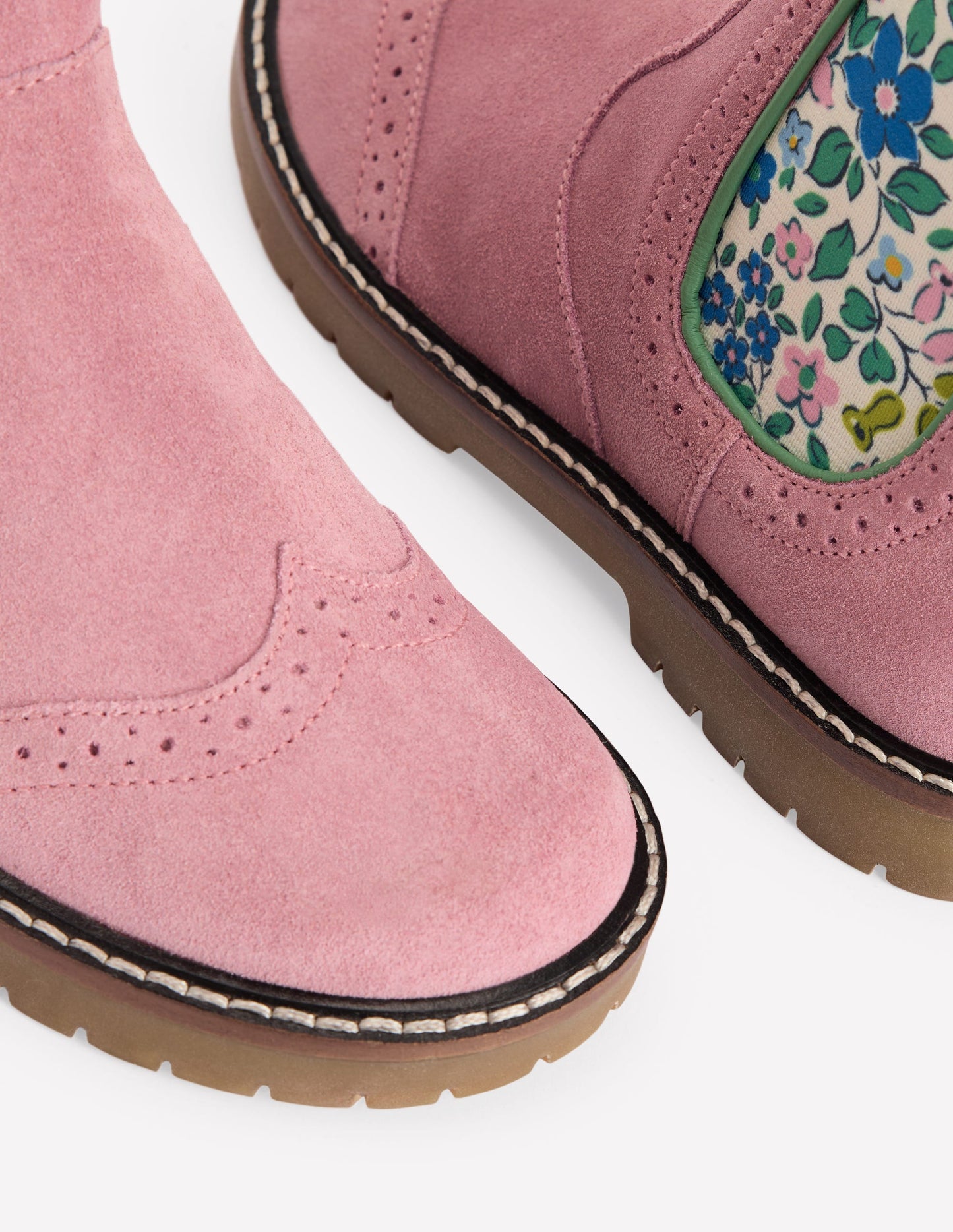 Leather Chelsea Boots-Pink Floral