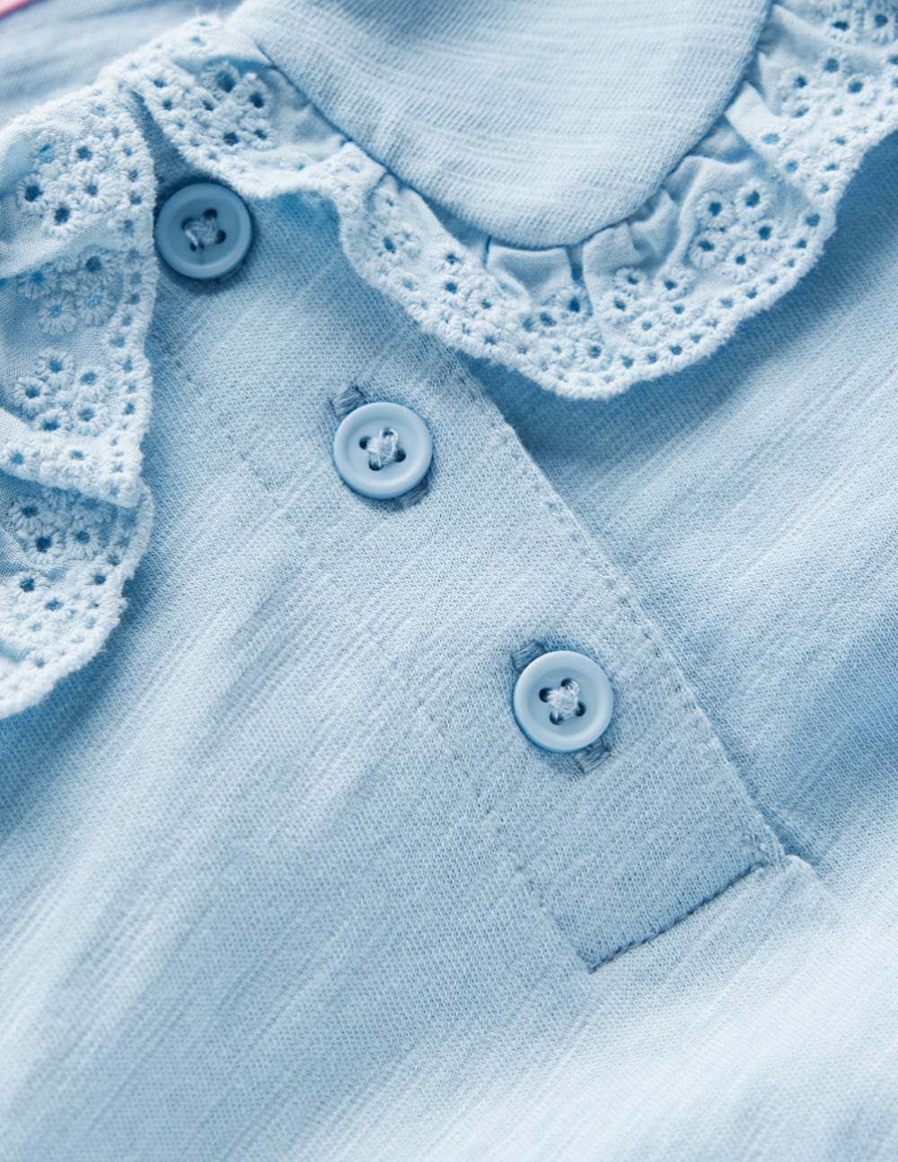 Collared Slub Top-Vintage Blue