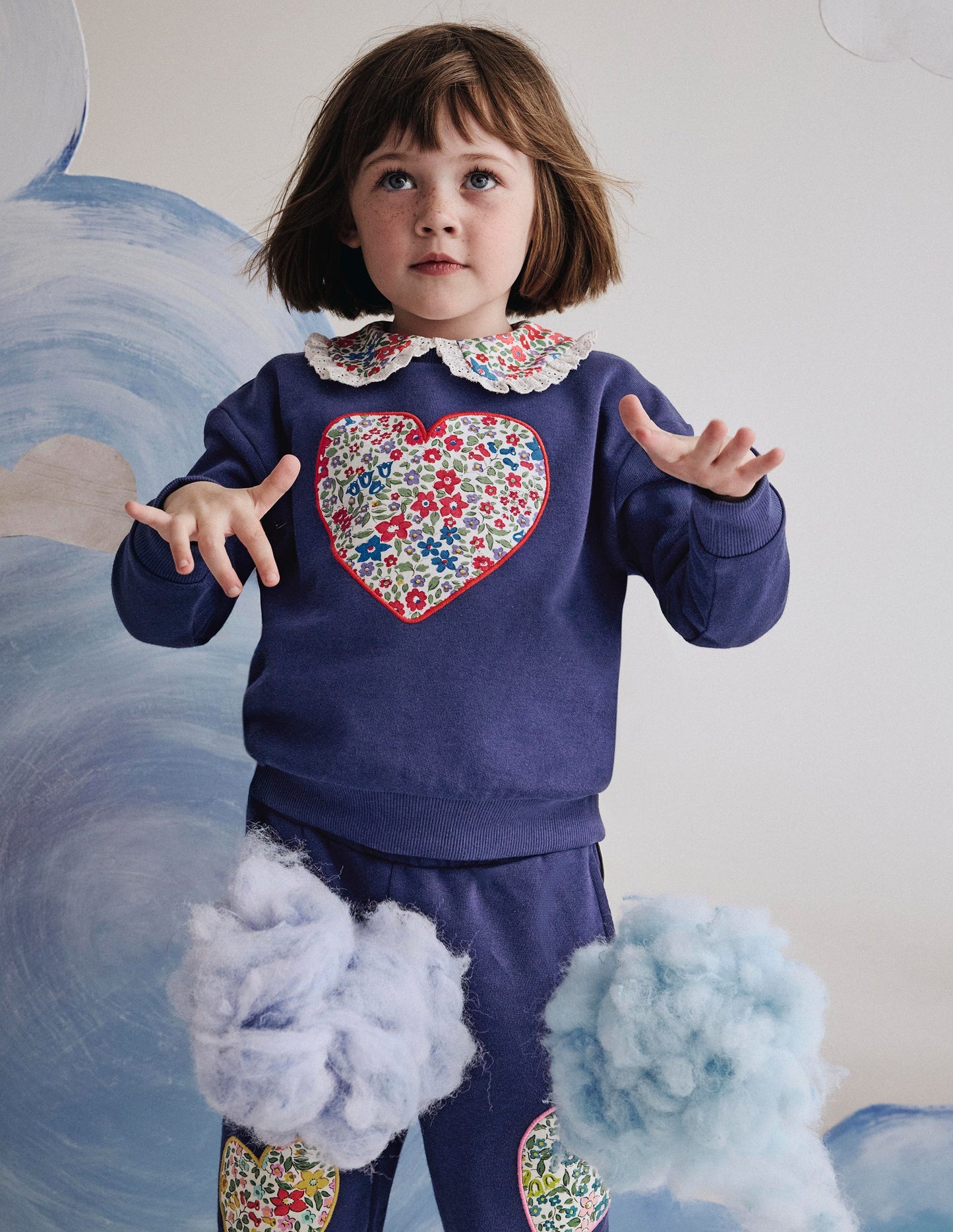 Bobbie Appliqué Sweatshirt-Starboard Blue Hearts