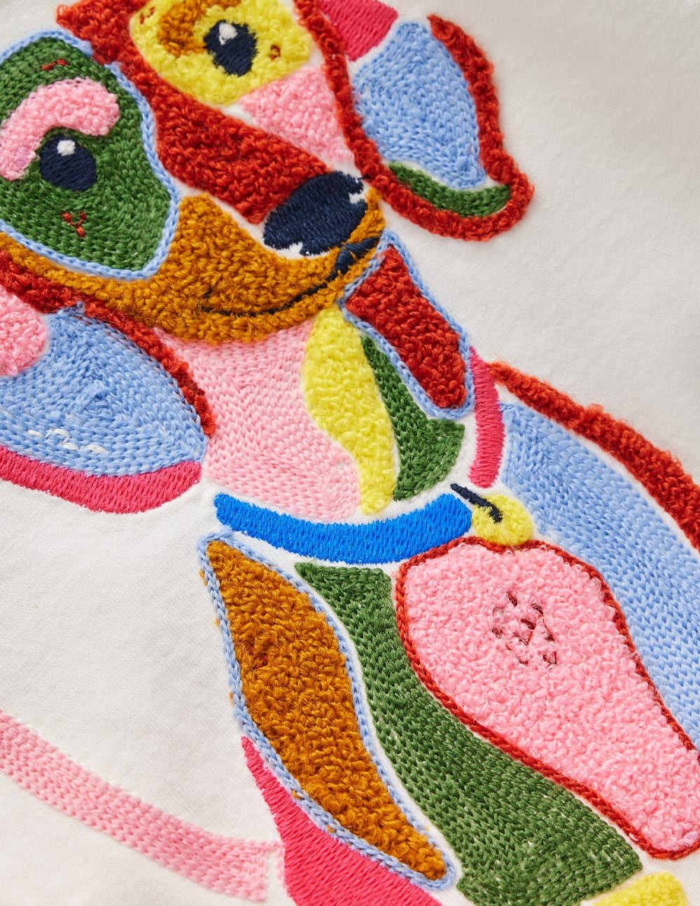 Long Sleeve Bouclé T-shirt-Soft Ivory Dog