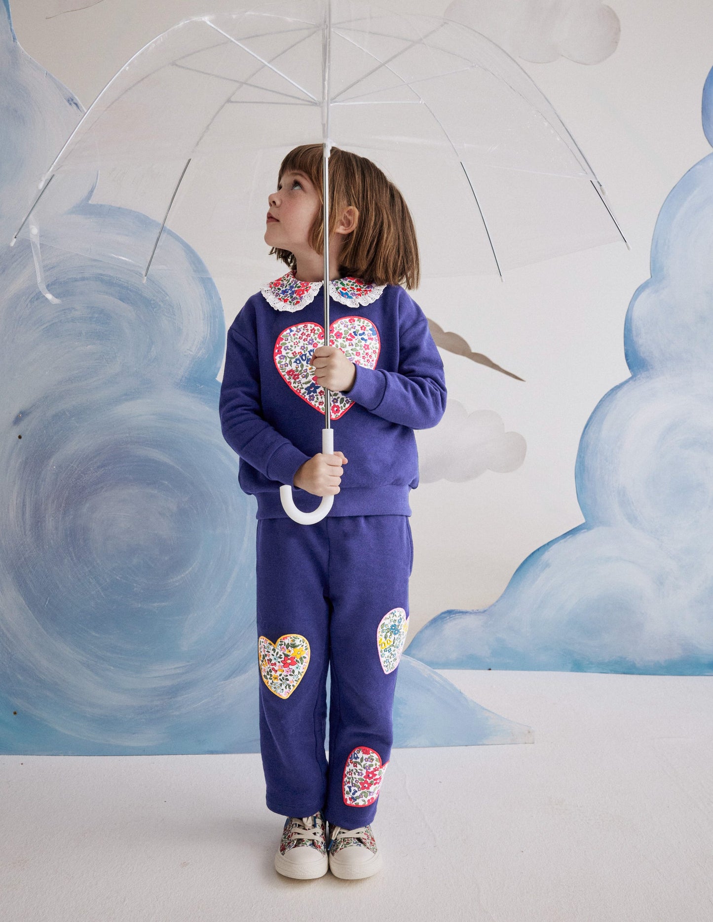 Bobbie Appliqué Sweatpants-Starboard Blue Hearts