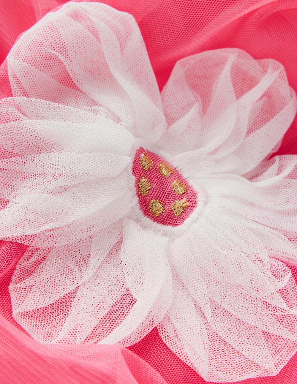 Appliqué Tulle Skirt-Pink Flowers