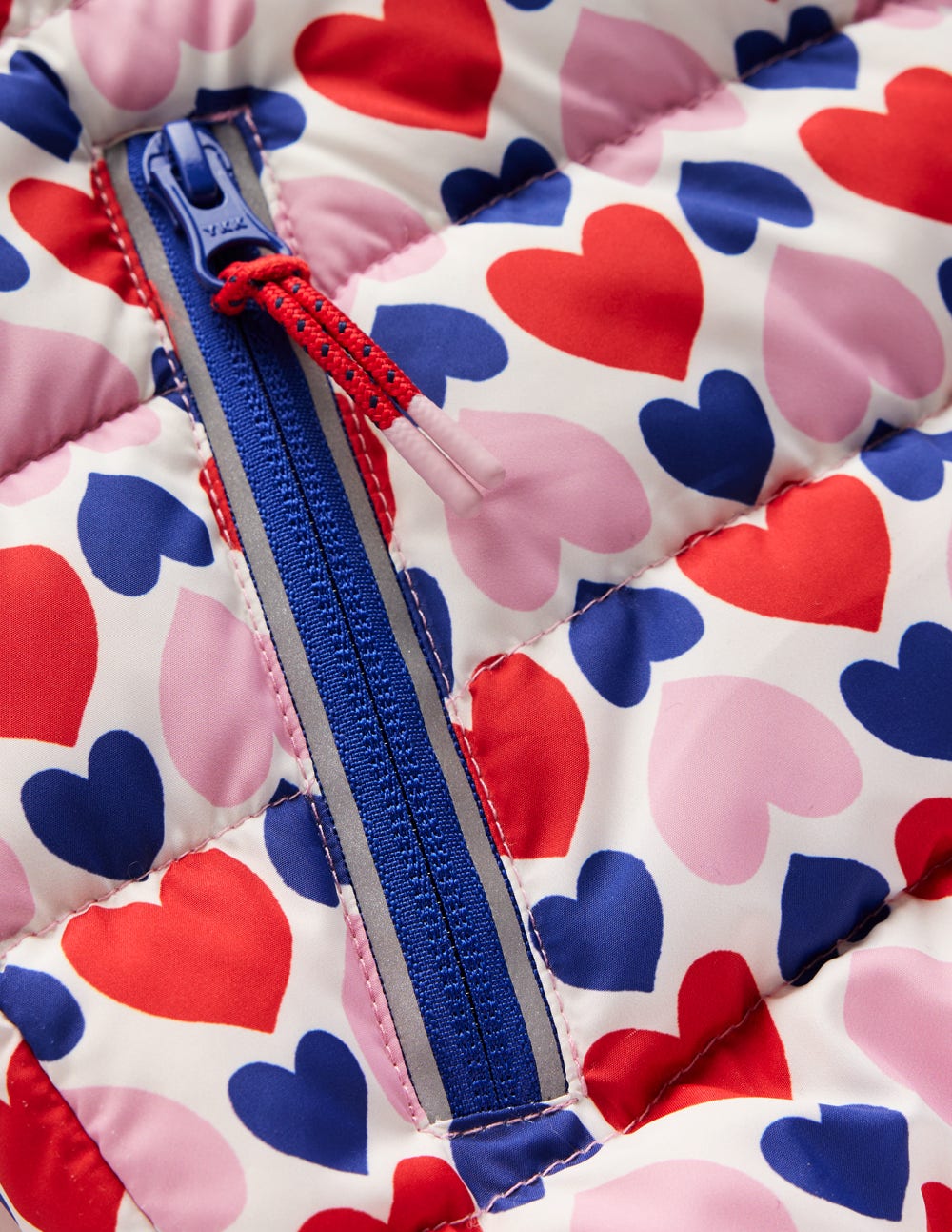 Pack-away Padded Jacket-Poppy Red Geo Heart