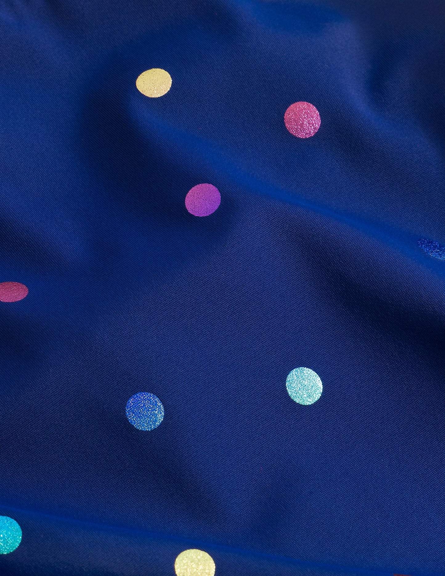 Cross-back Printed Swimsuit-Navy, Rainbow Foil Confetti