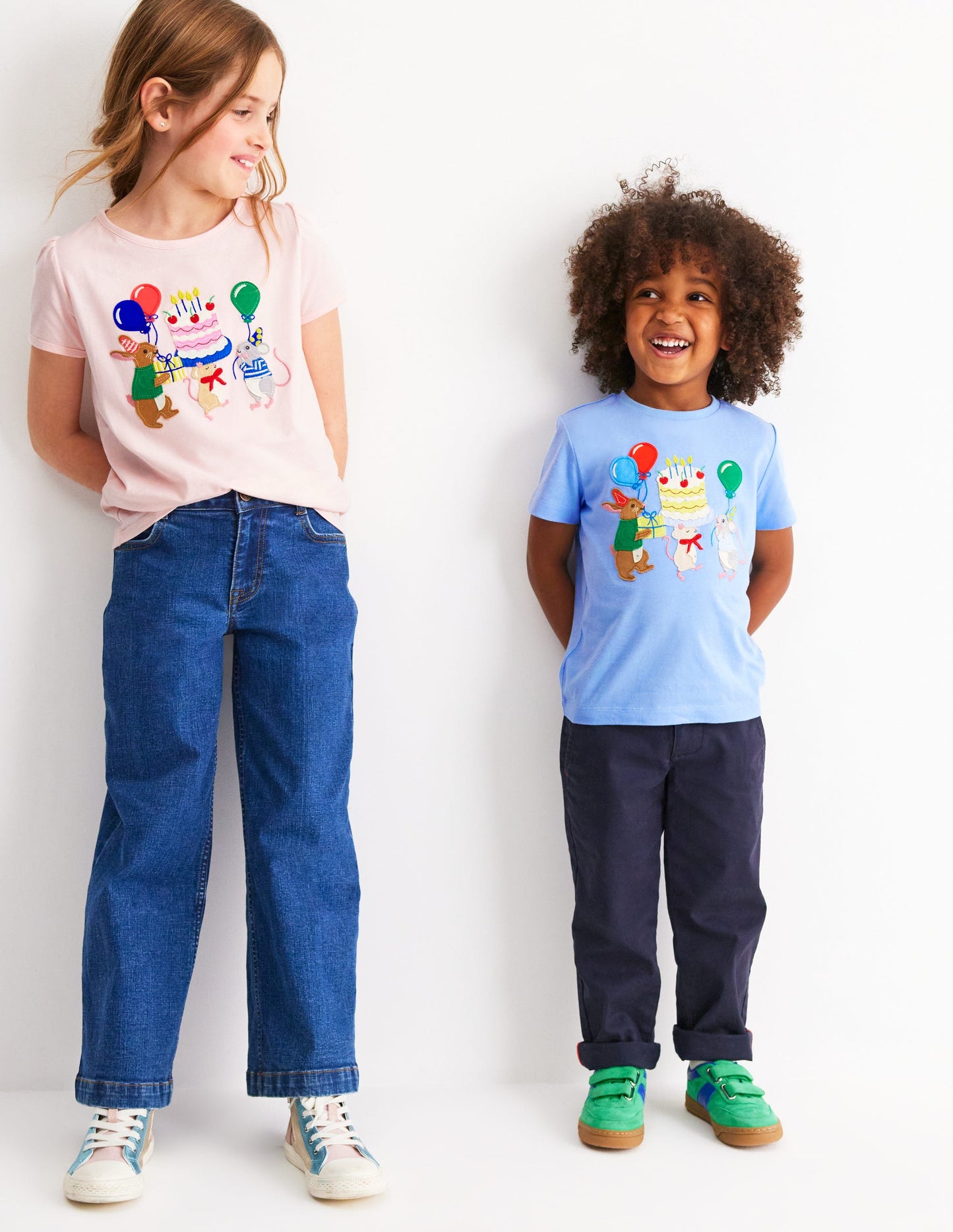 Puff Sleeve Applique Top-Chalk Pink Birthday Friends