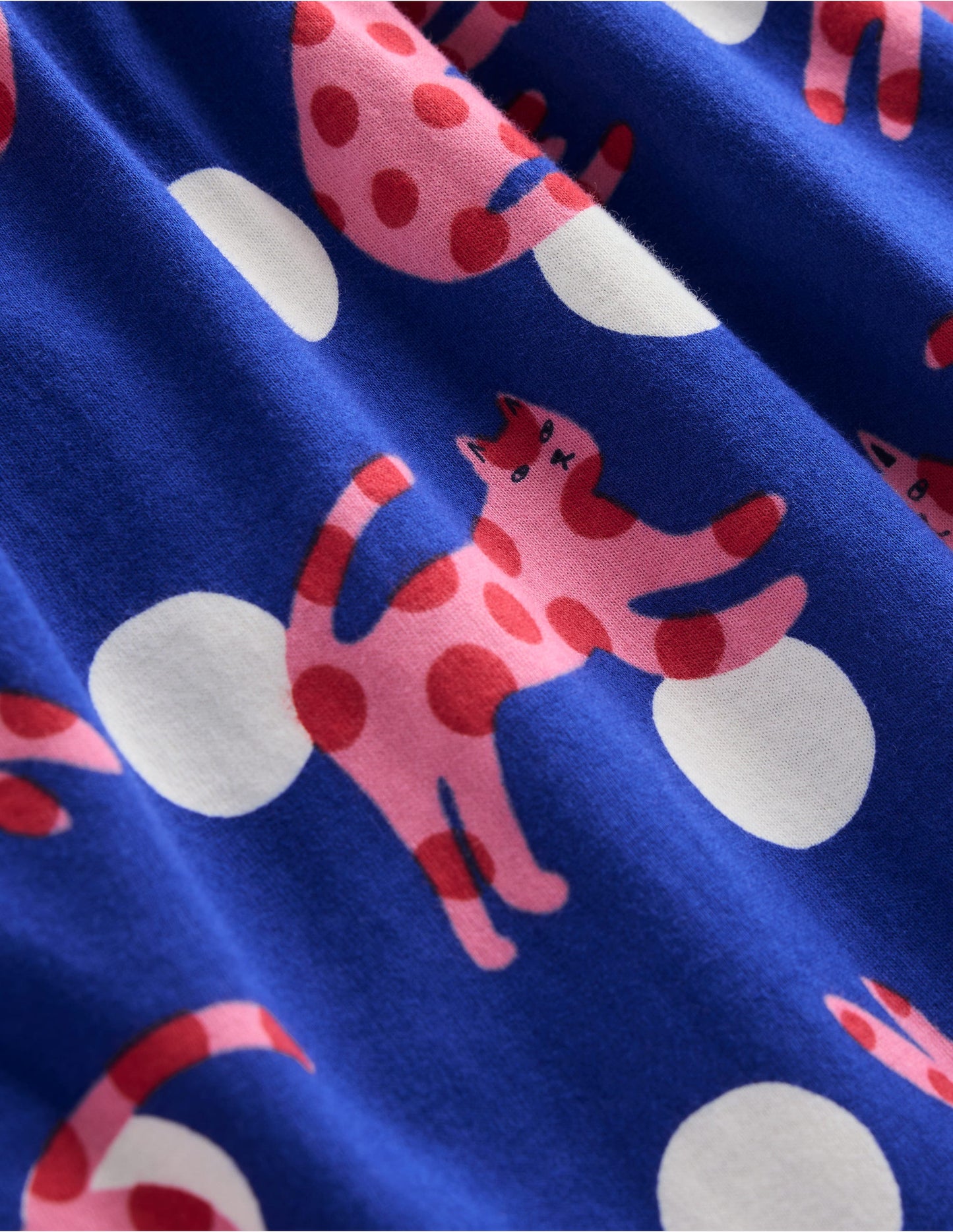 Posie Frill Sleeve Dress-Bright Blue Spotty Cats