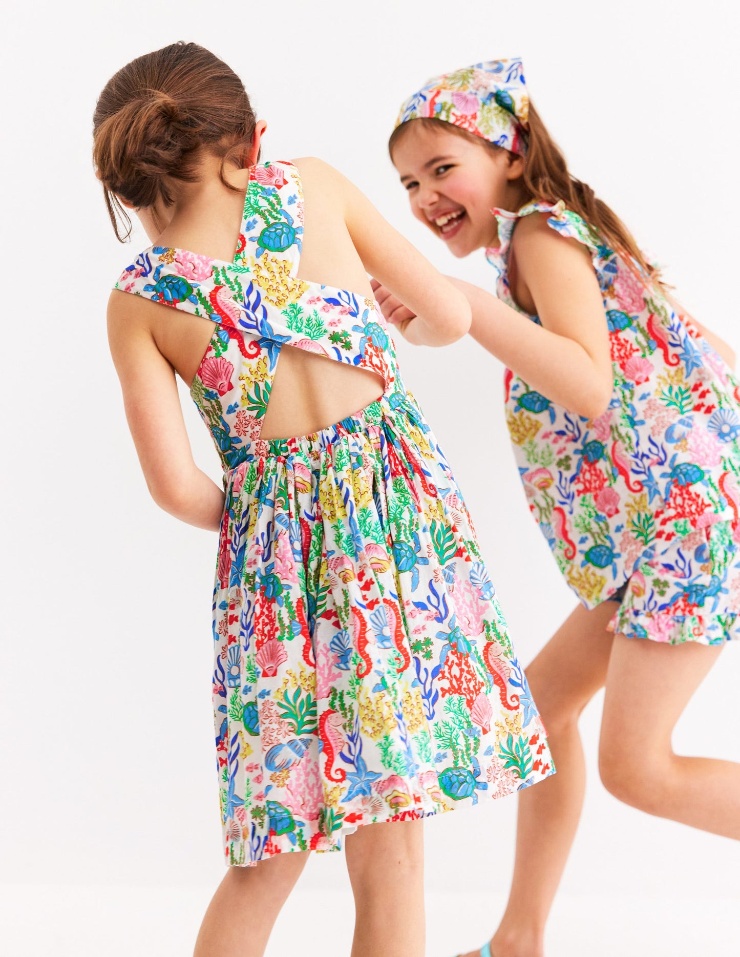 Harper Cross-Back Dress-Multi Coral Cove