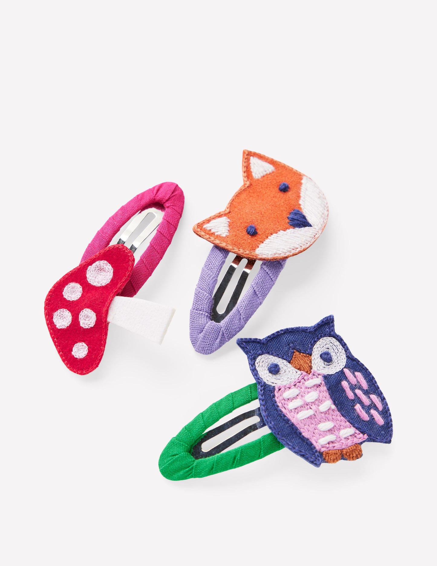 3-pack Hair Clips-Woodland Animals