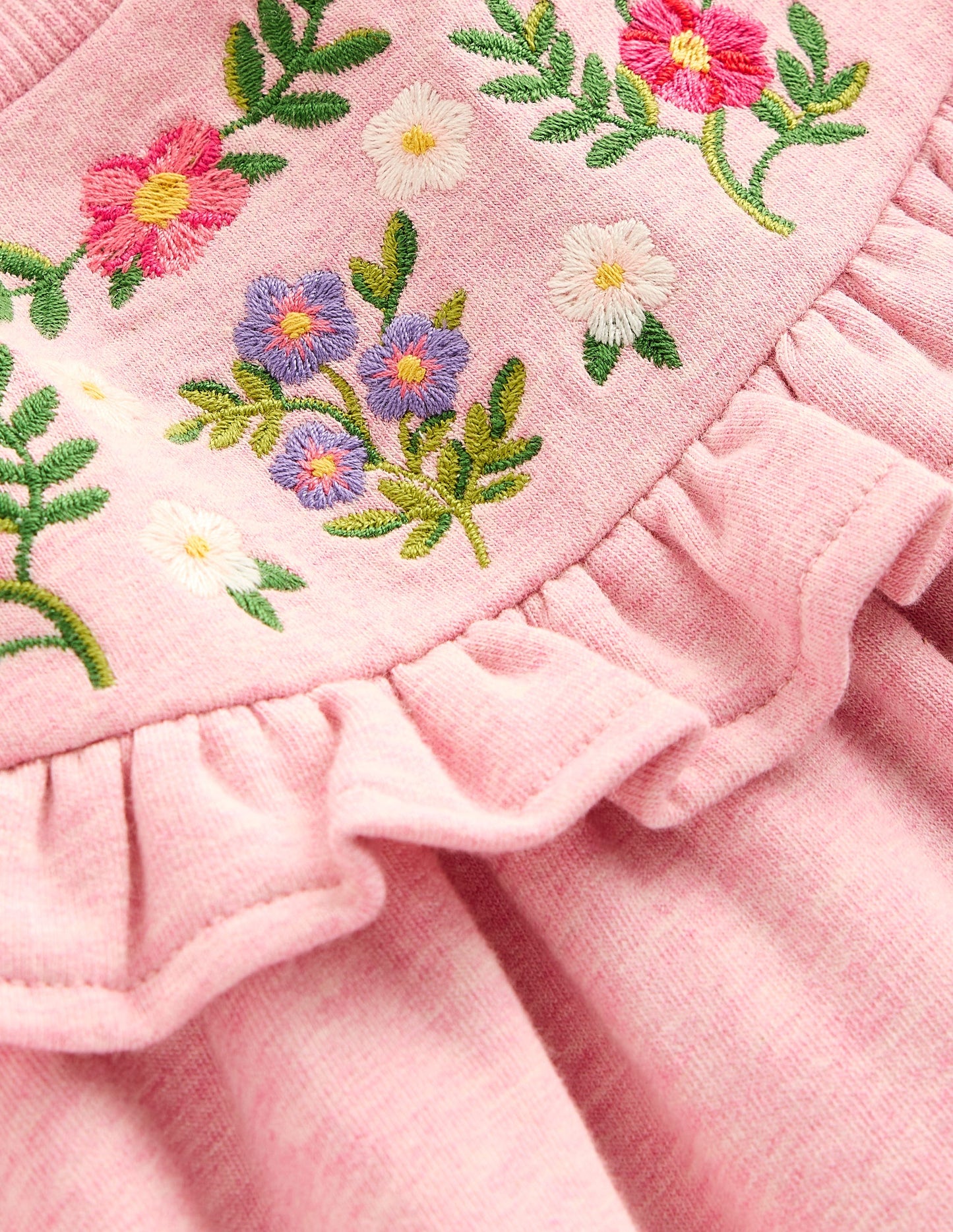 Embroidered Sweatshirt Dress-Pink