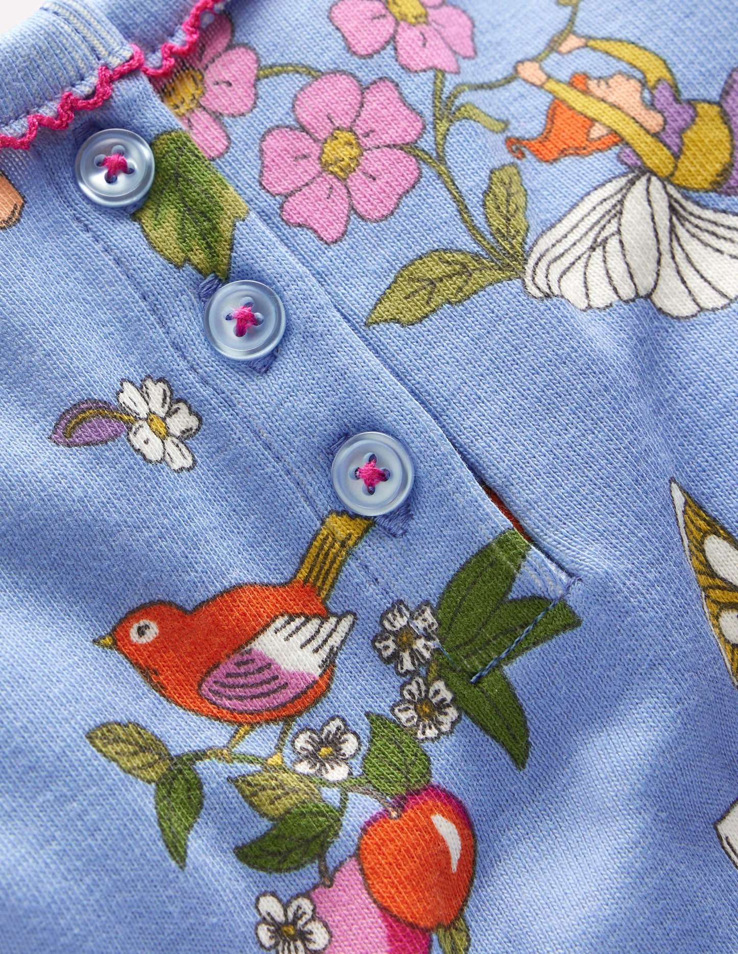 Snug Henley Pajamas-Glacier Blue Fairy Print