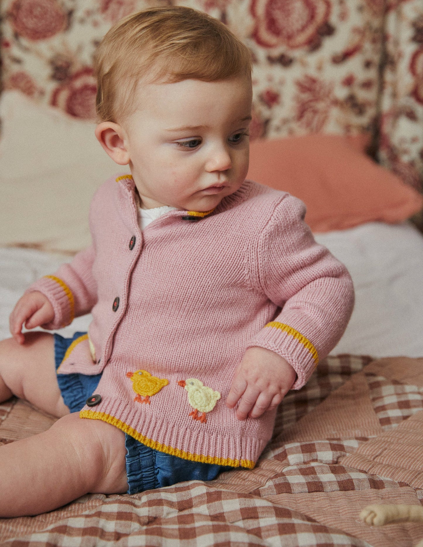 Fun Logo Cardigan-Vintage Pink Chicks