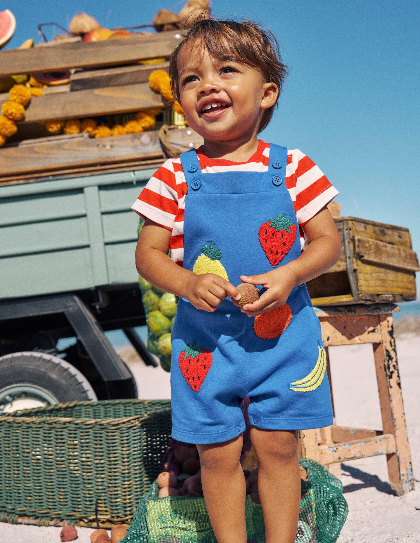 Boucle Jersey Overalls Set-Navy Fruit