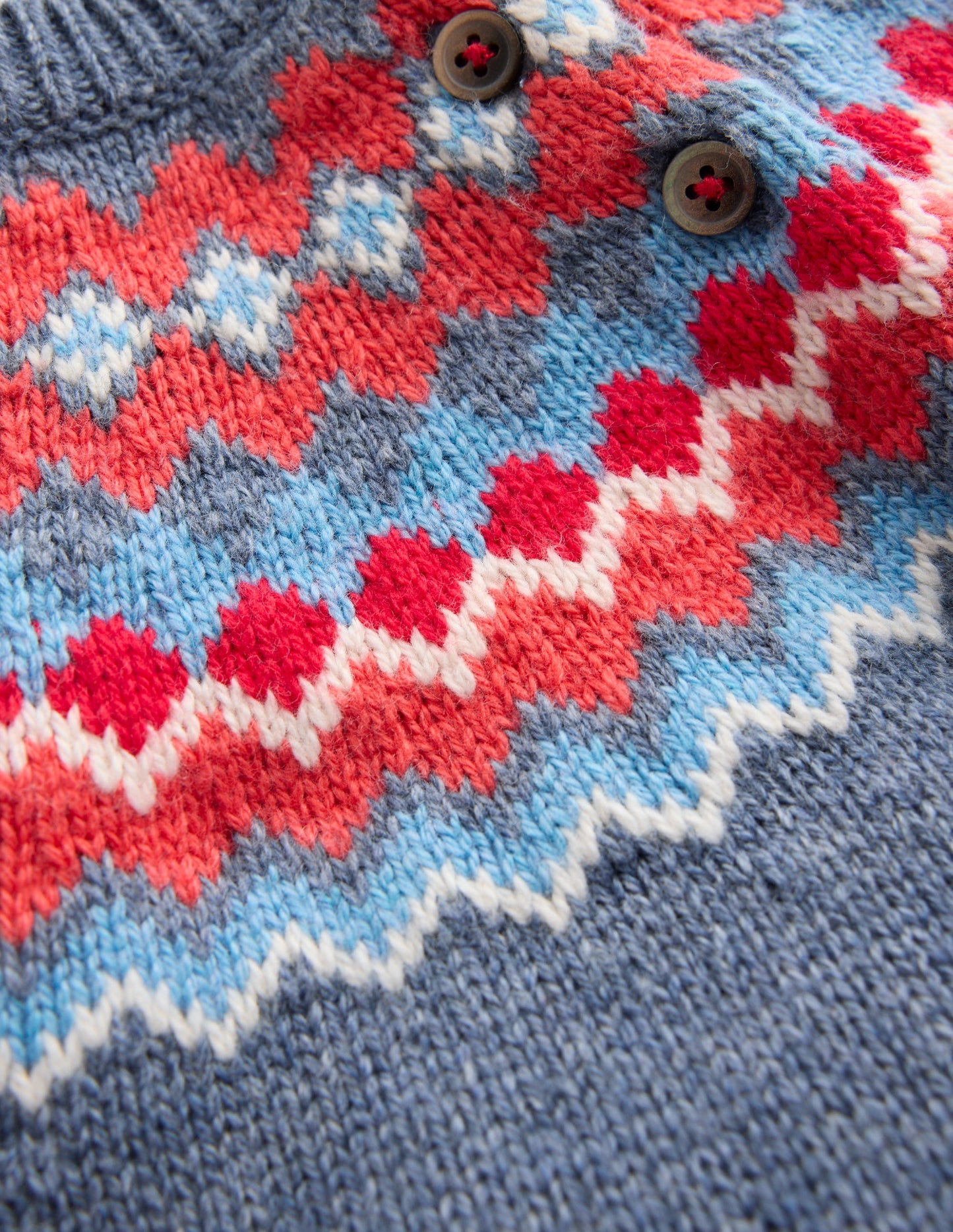 Fair Isle Button Sweater-Blue Classic Fair Isle