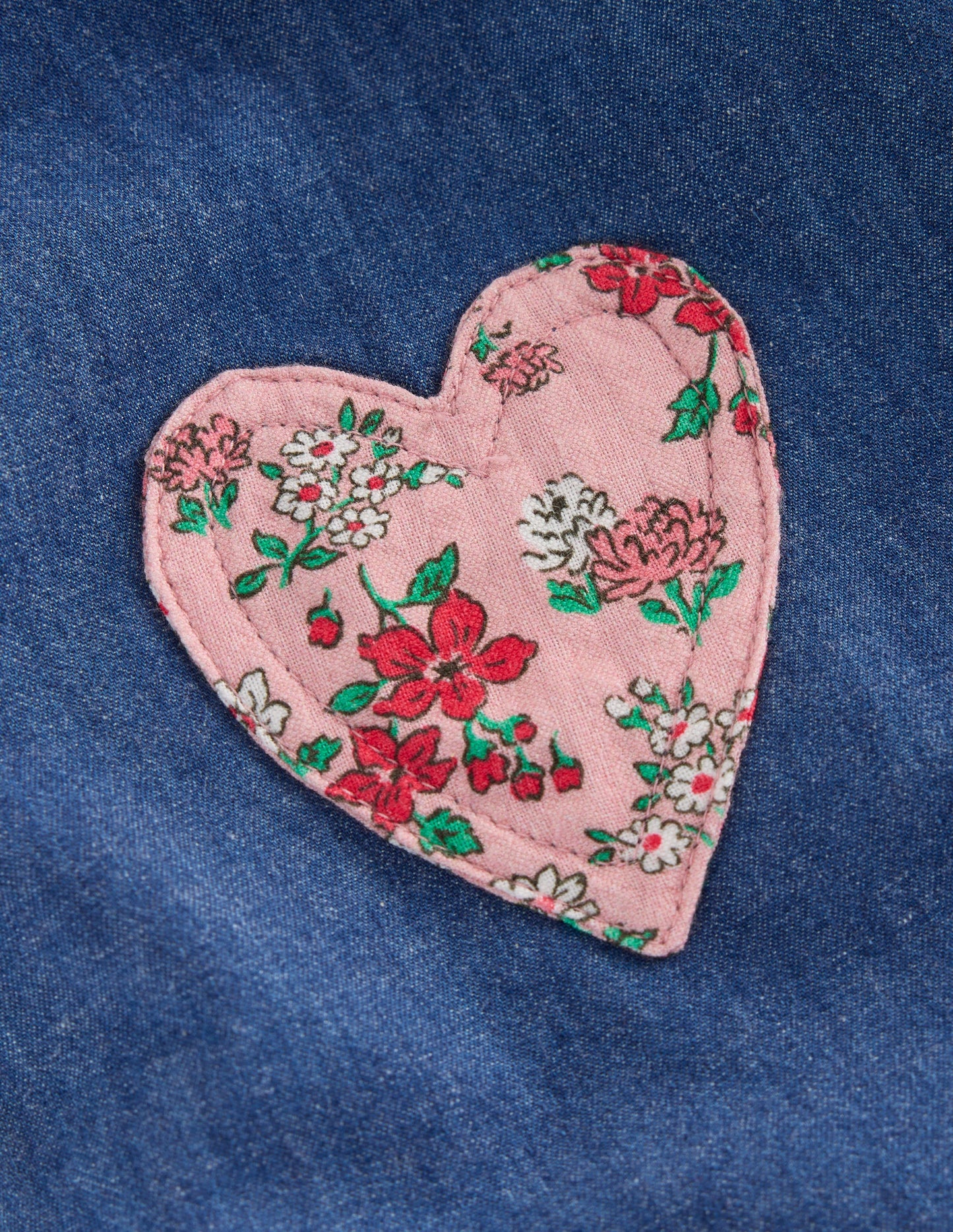 Chambray Romper-Chambray Floral Hearts