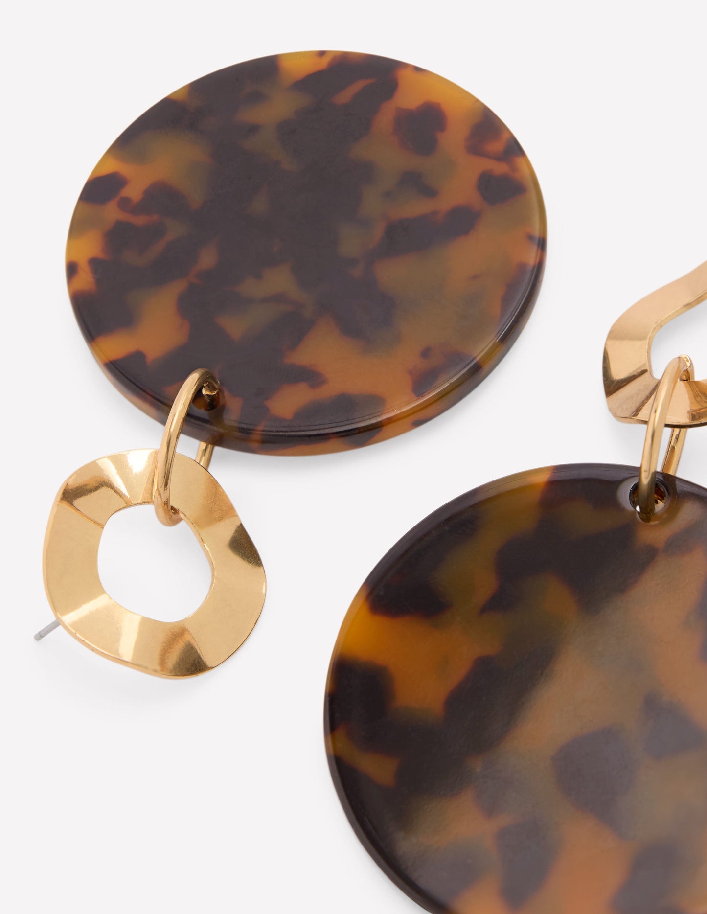 Resin Disc Earrings-Brown Tort
